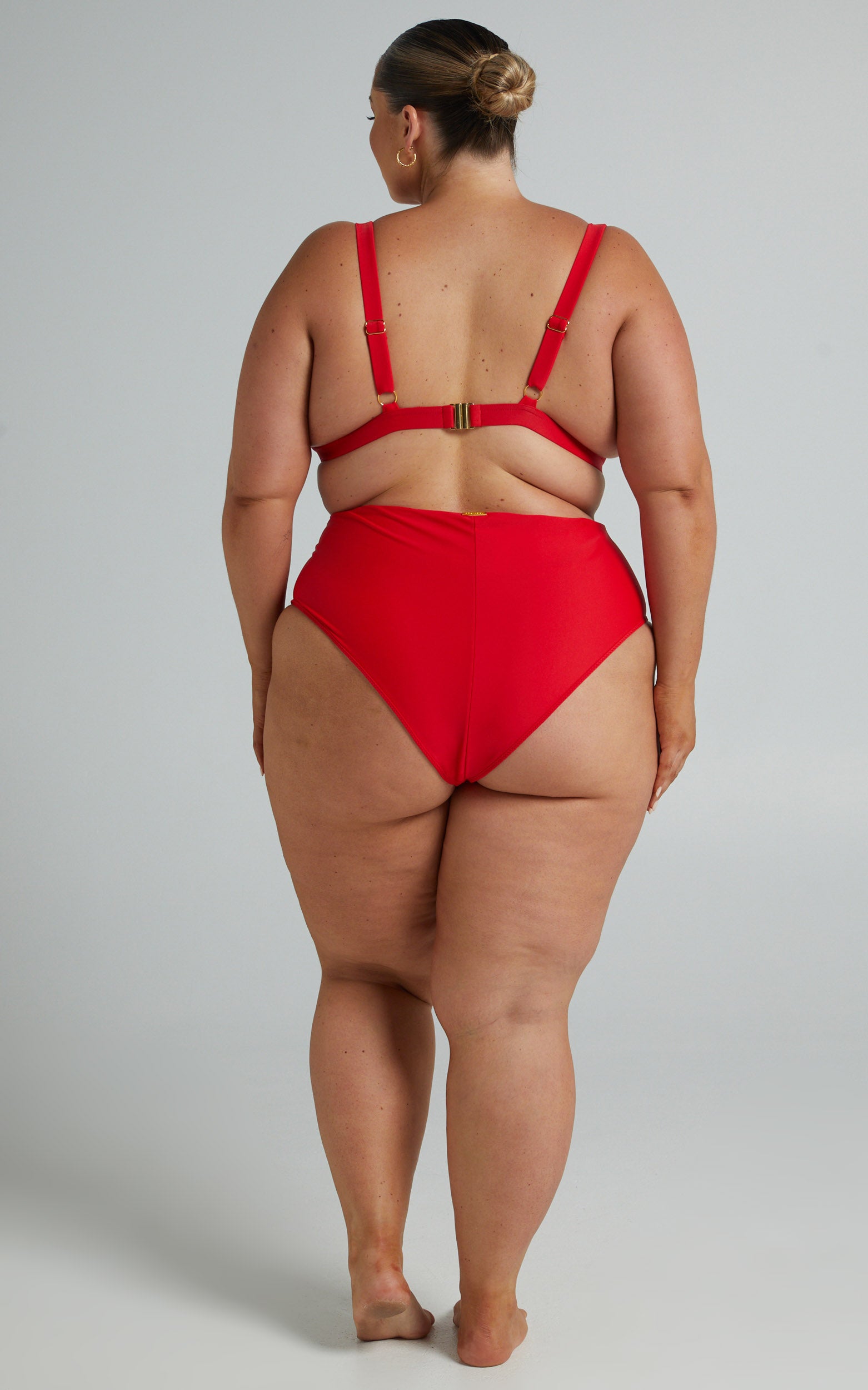 Nami Bikini Bottoms - High Waisted Bottoms in Recycled Nylon in Red