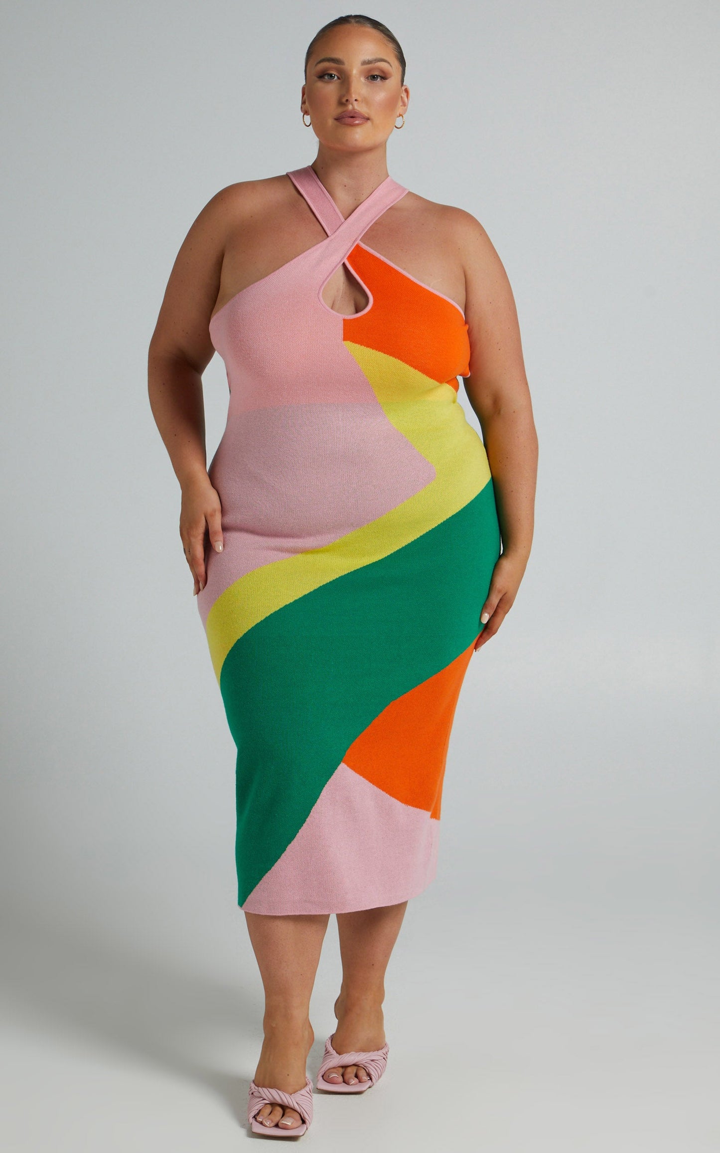 Blossom Knit Midi Dress in Bright Multi
