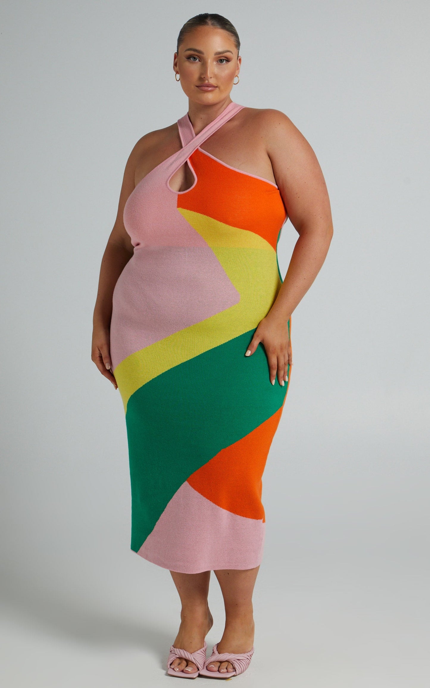 Blossom Knit Midi Dress in Bright Multi