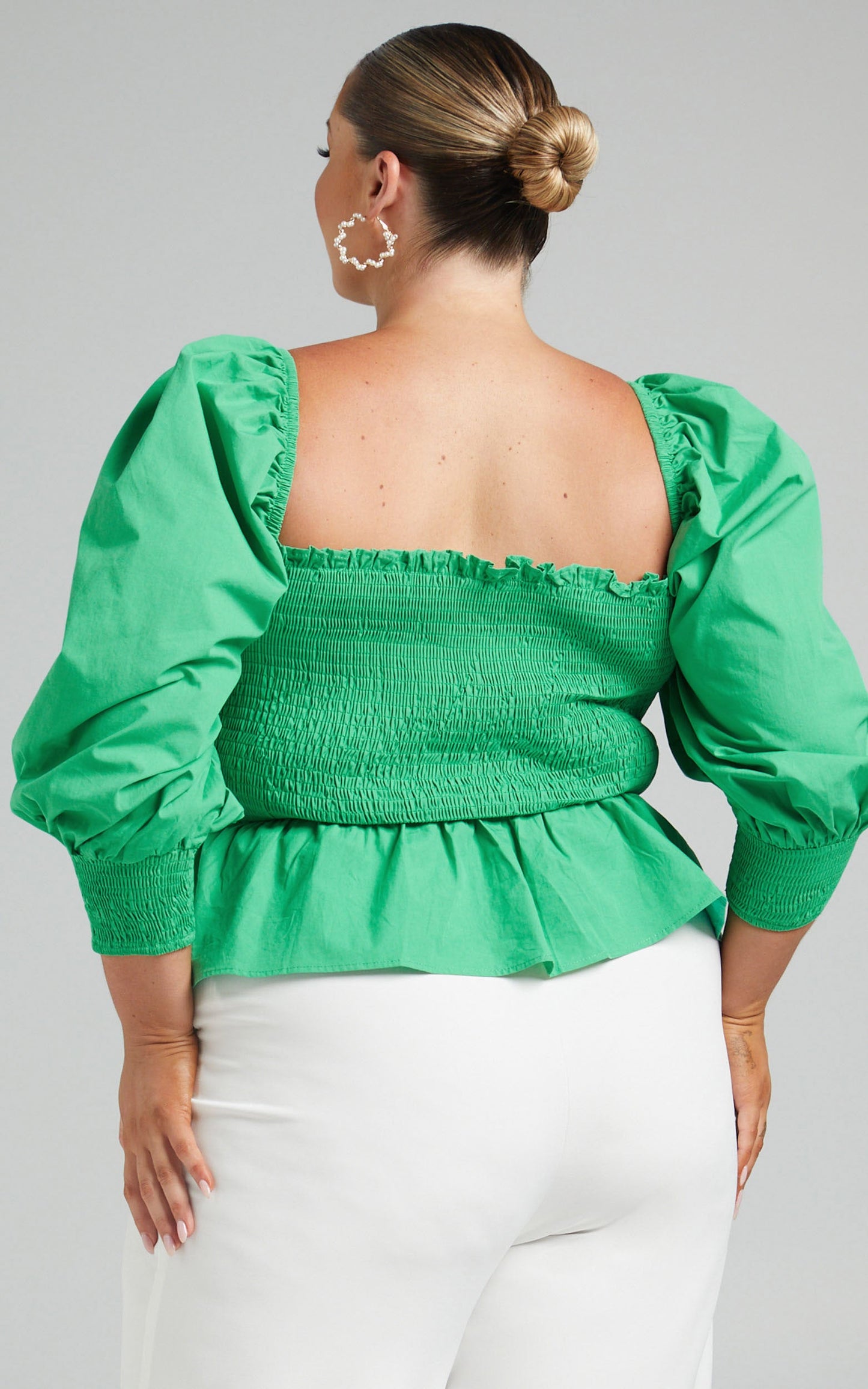 Vera Puff Sleeve Top in Green