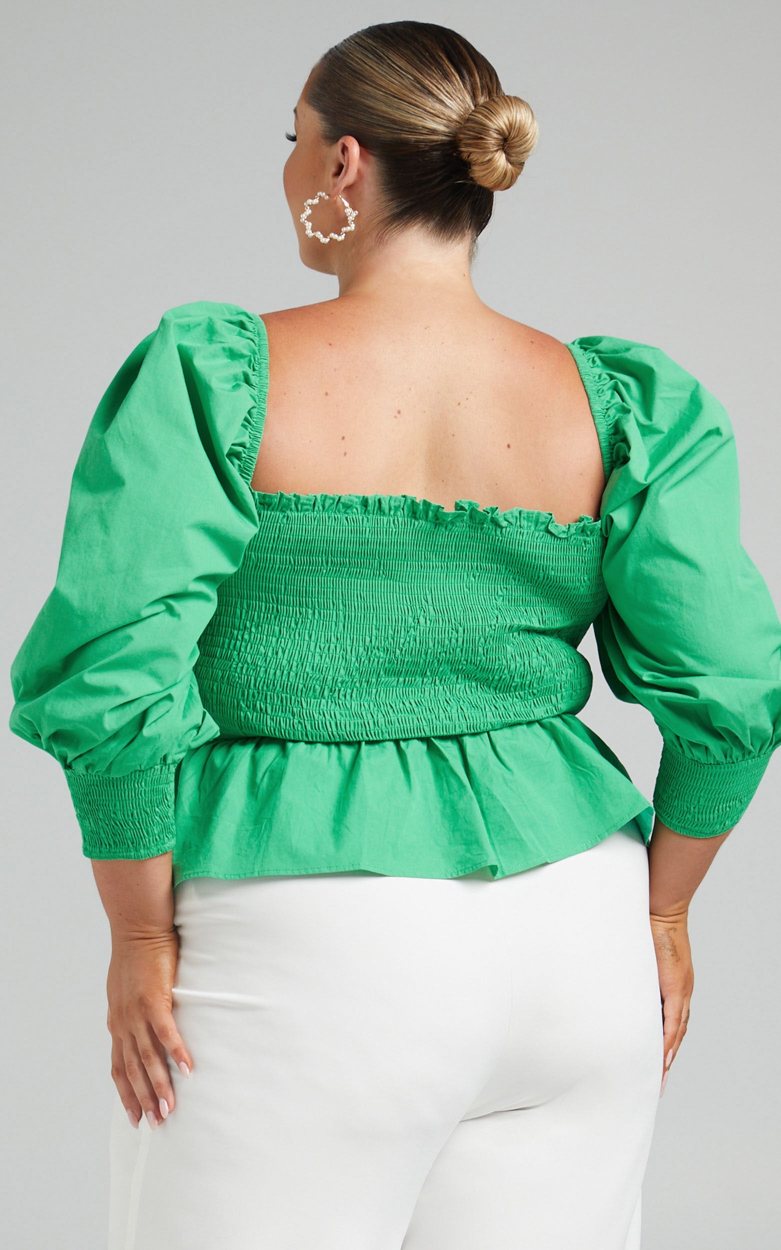Vera Puff Sleeve Top in Green