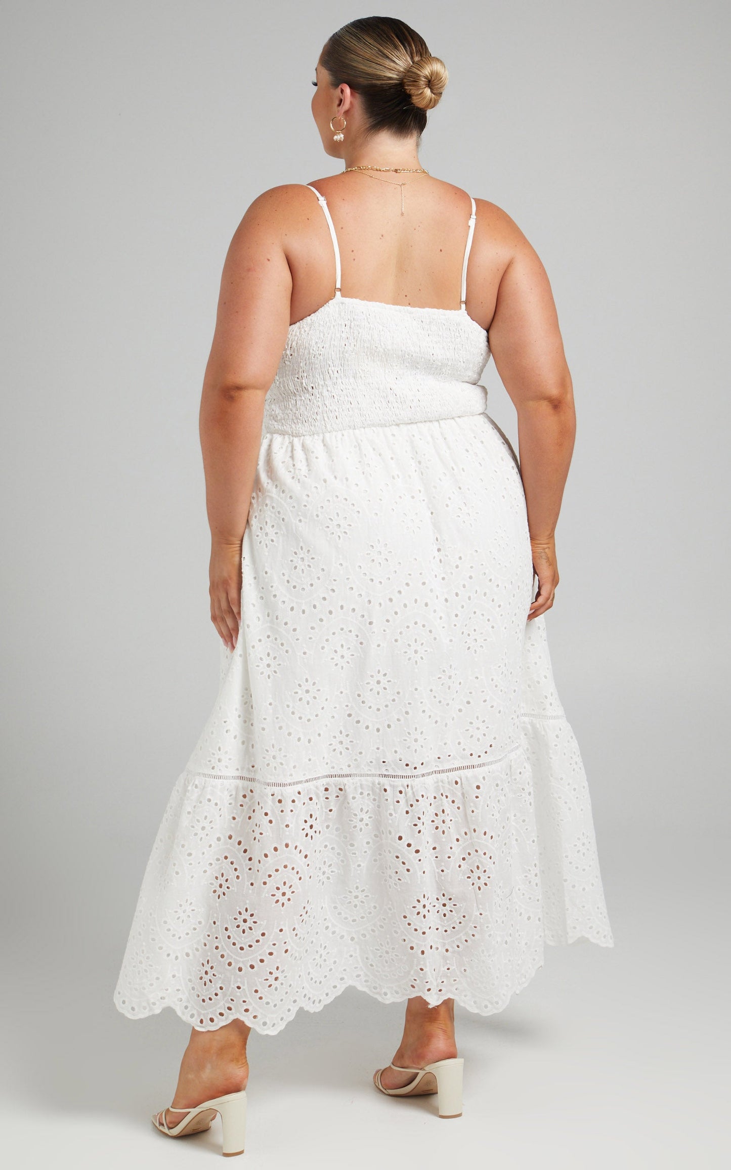 Jeannique Midi Dress - Embroidered Dress in White