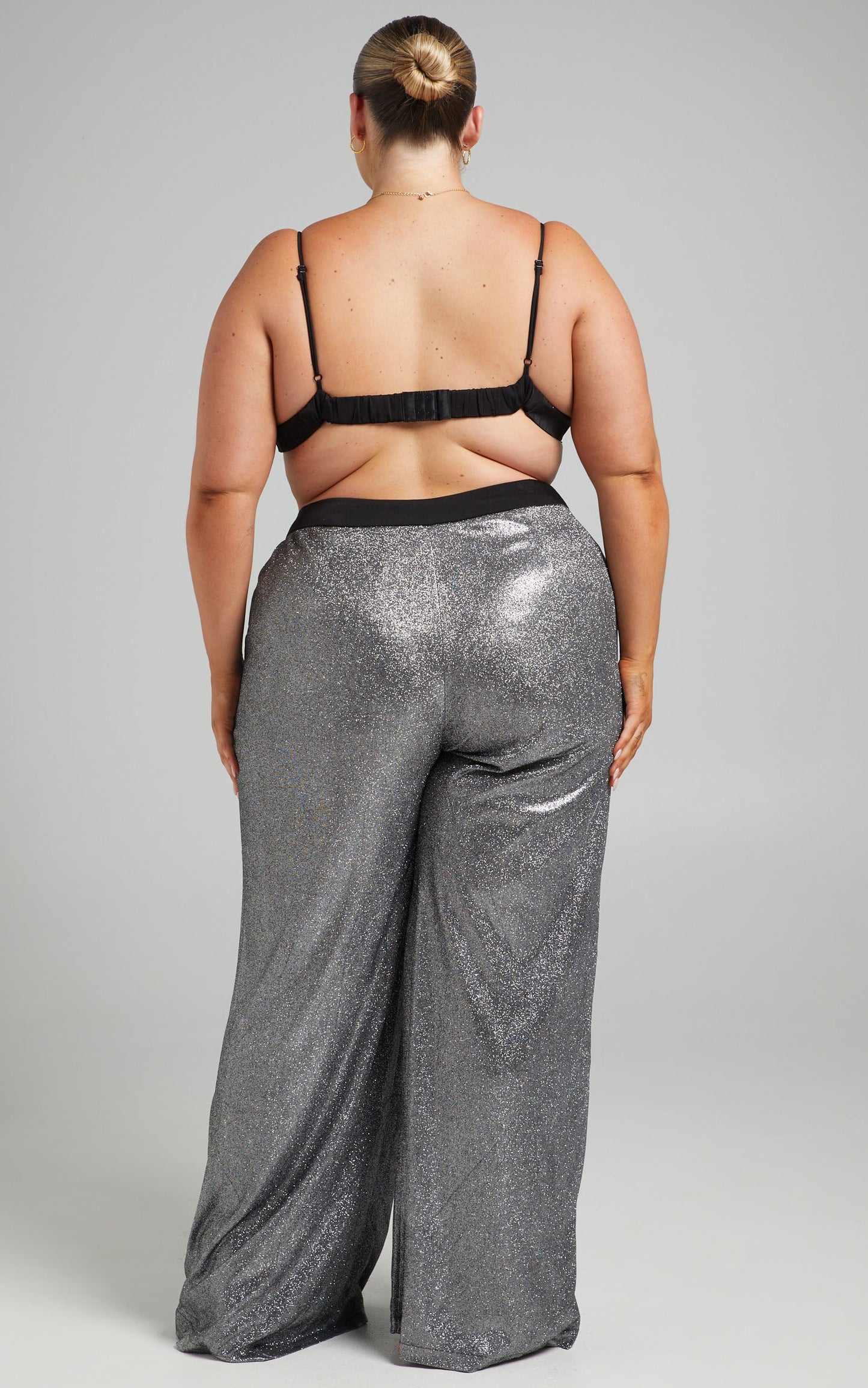 Sharleez Top - Satin Trim Glitter Suiting Bralette Top in Metallic