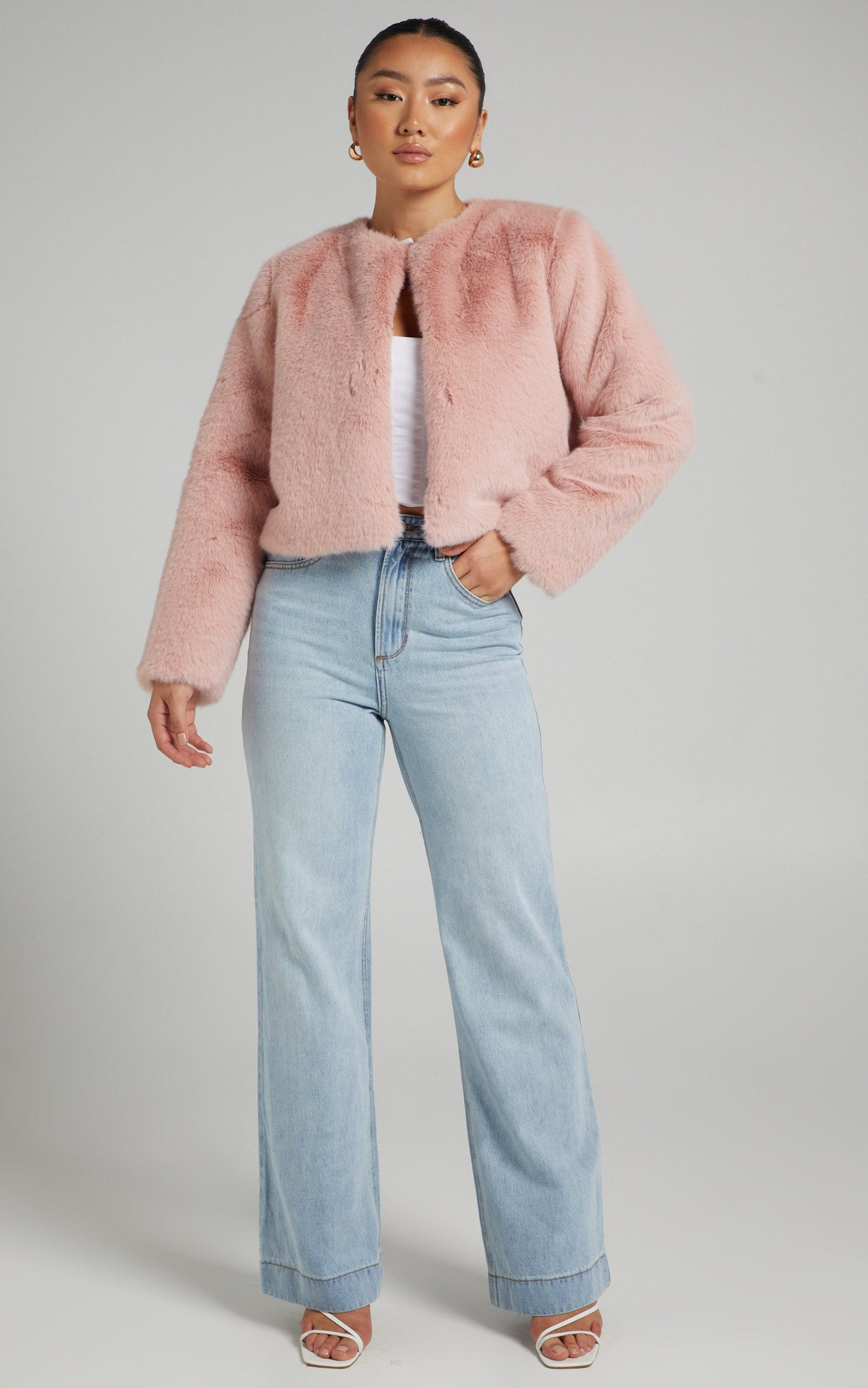 Linley Faux Fur Jacket in Pink