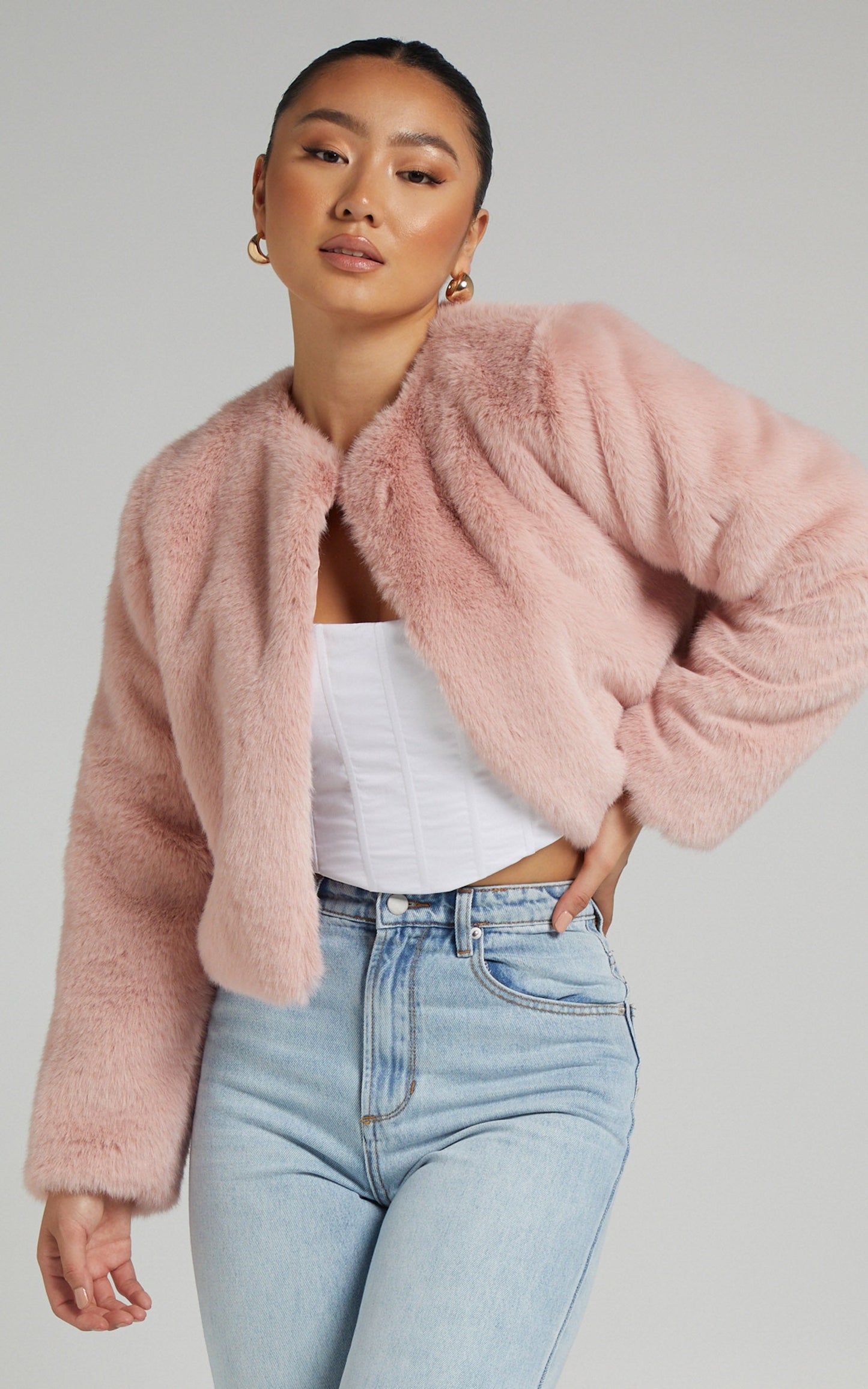 Linley Faux Fur Jacket in Pink