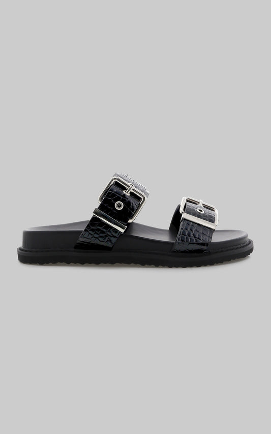 Billini - Rowen Slides in Black Croc
