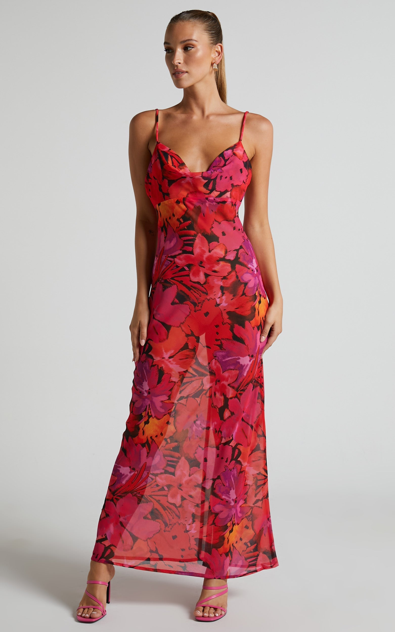 Runaway The Label - Bad Romance Sheer Midi Dress in Pink Floral