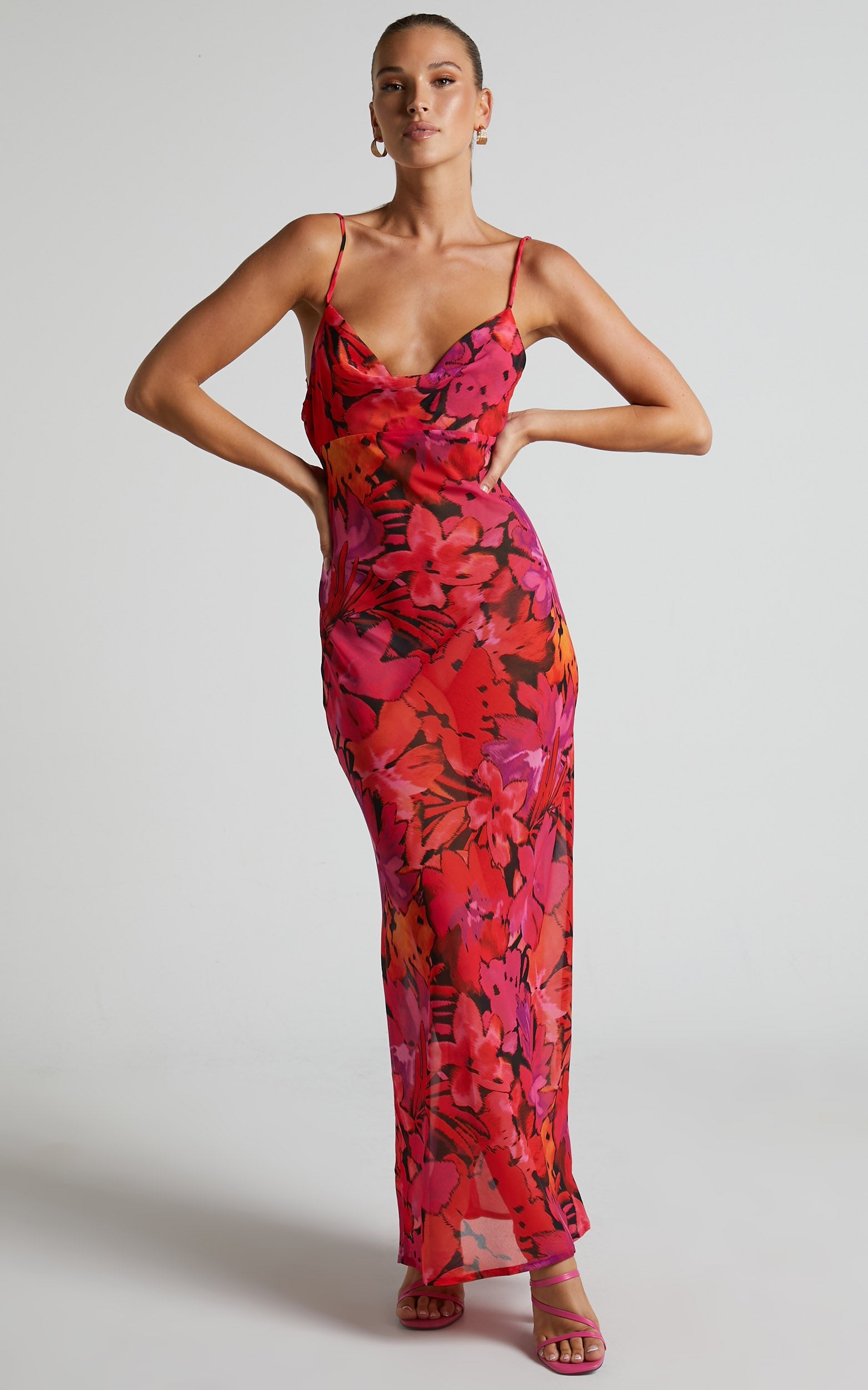 Runaway The Label - Bad Romance Sheer Midi Dress in Pink Floral
