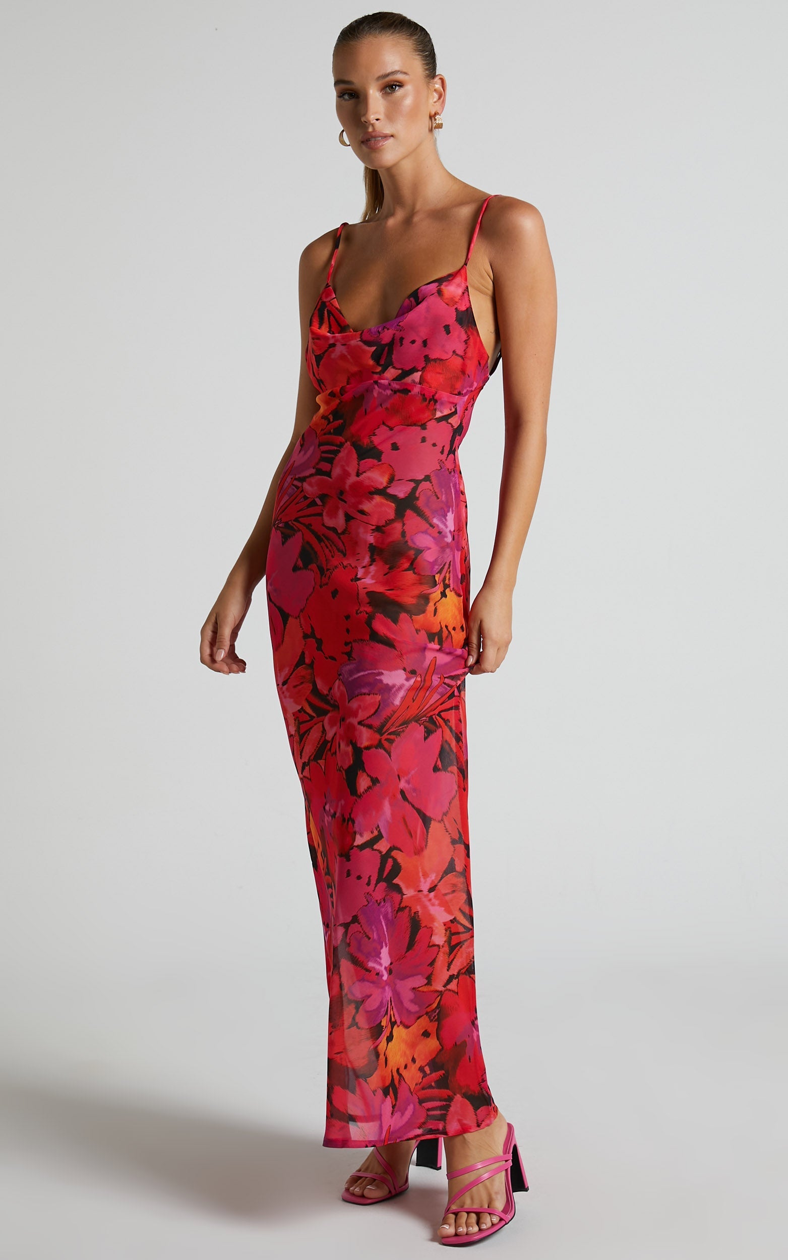 Runaway The Label - Bad Romance Sheer Midi Dress in Pink Floral