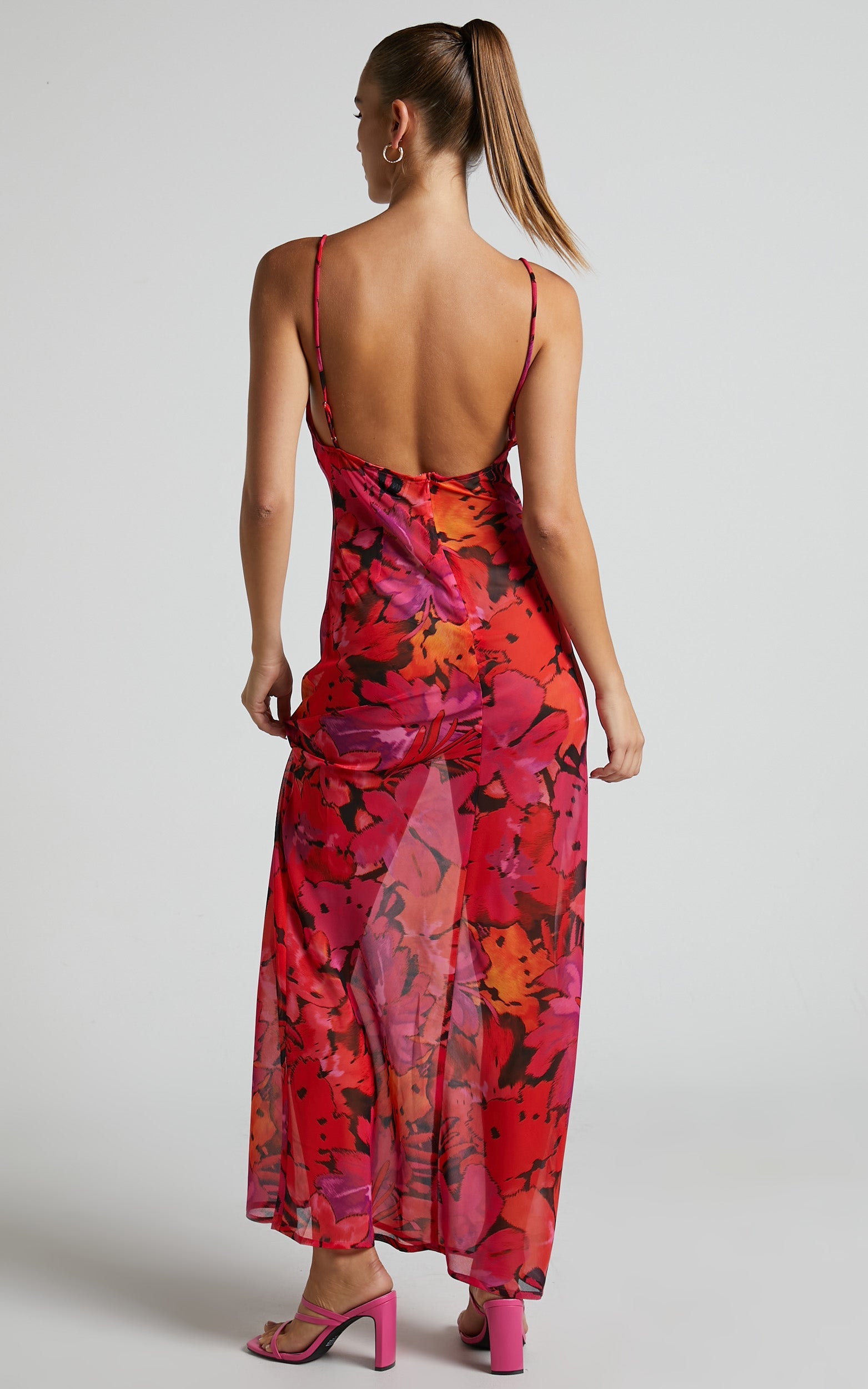 Runaway The Label - Bad Romance Sheer Midi Dress in Pink Floral