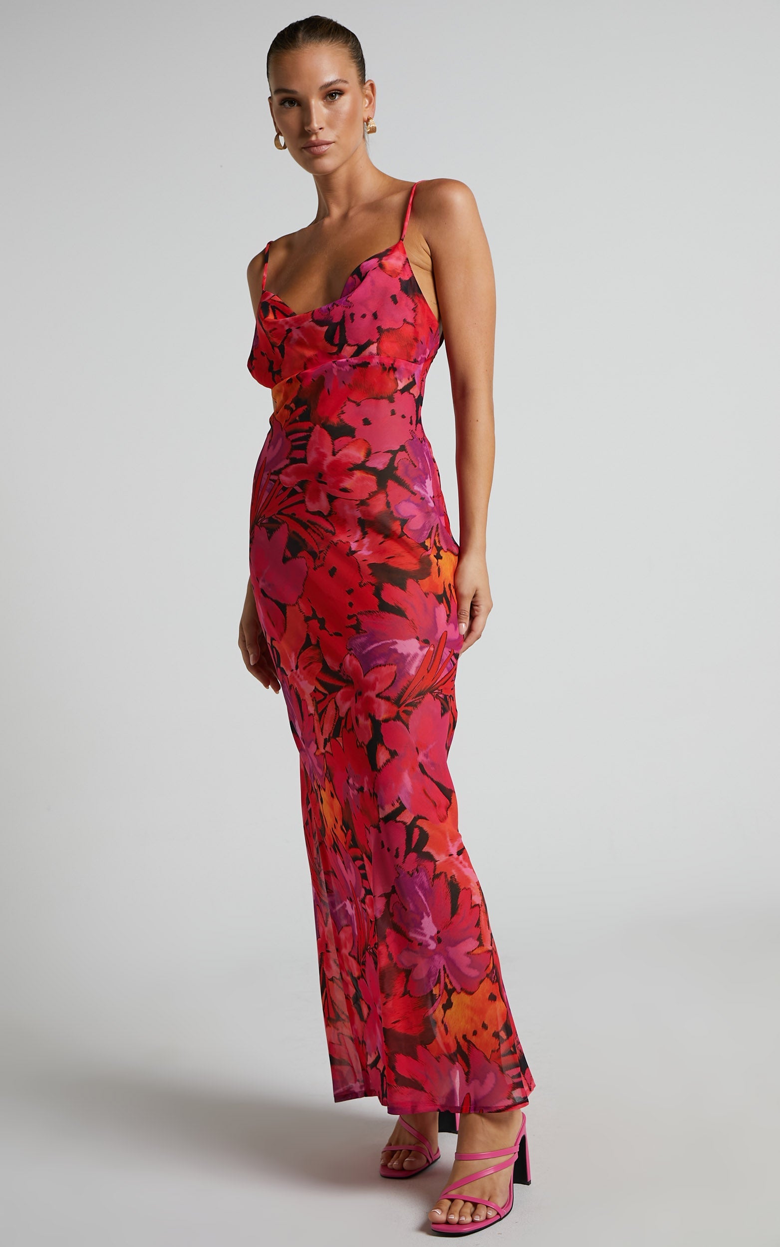 Runaway The Label - Bad Romance Sheer Midi Dress in Pink Floral