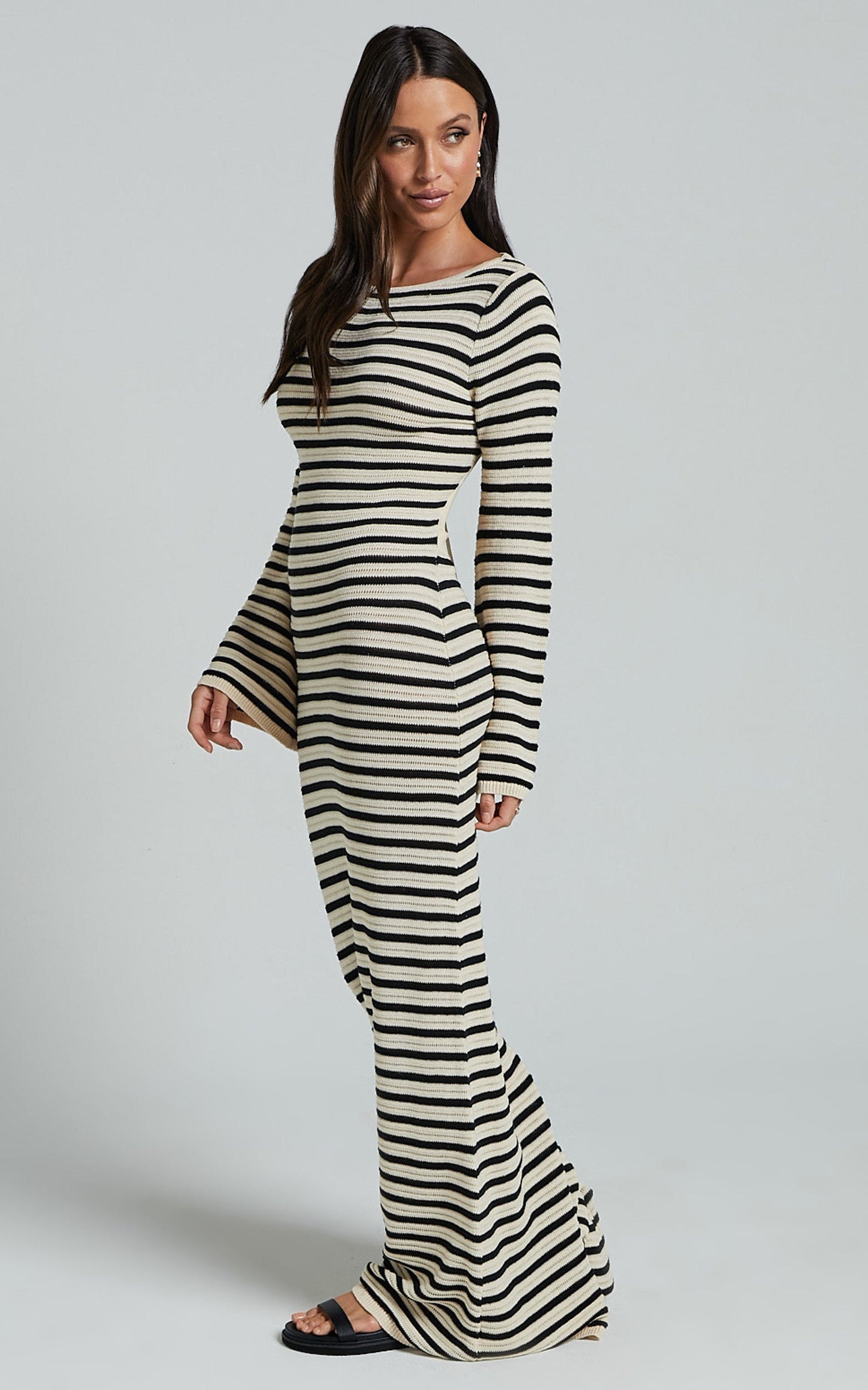 Runaway The Label - Cherie Knit Maxi Dress in Sand/Black