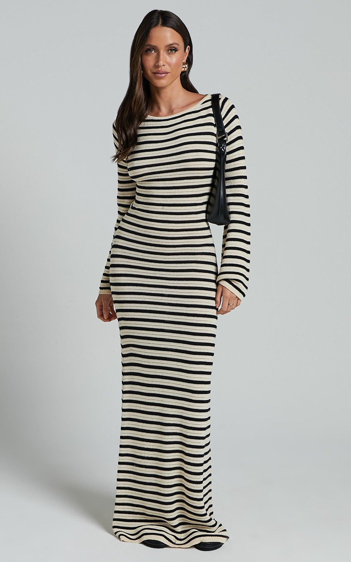Runaway The Label - Cherie Knit Maxi Dress in Sand/Black