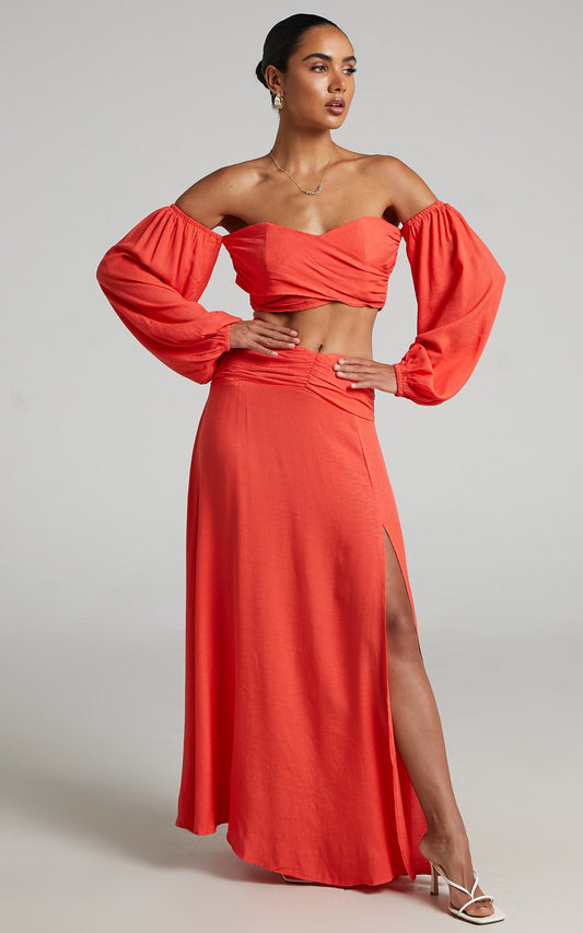 Runaway The Label - Ember Midi Skirt in Fire