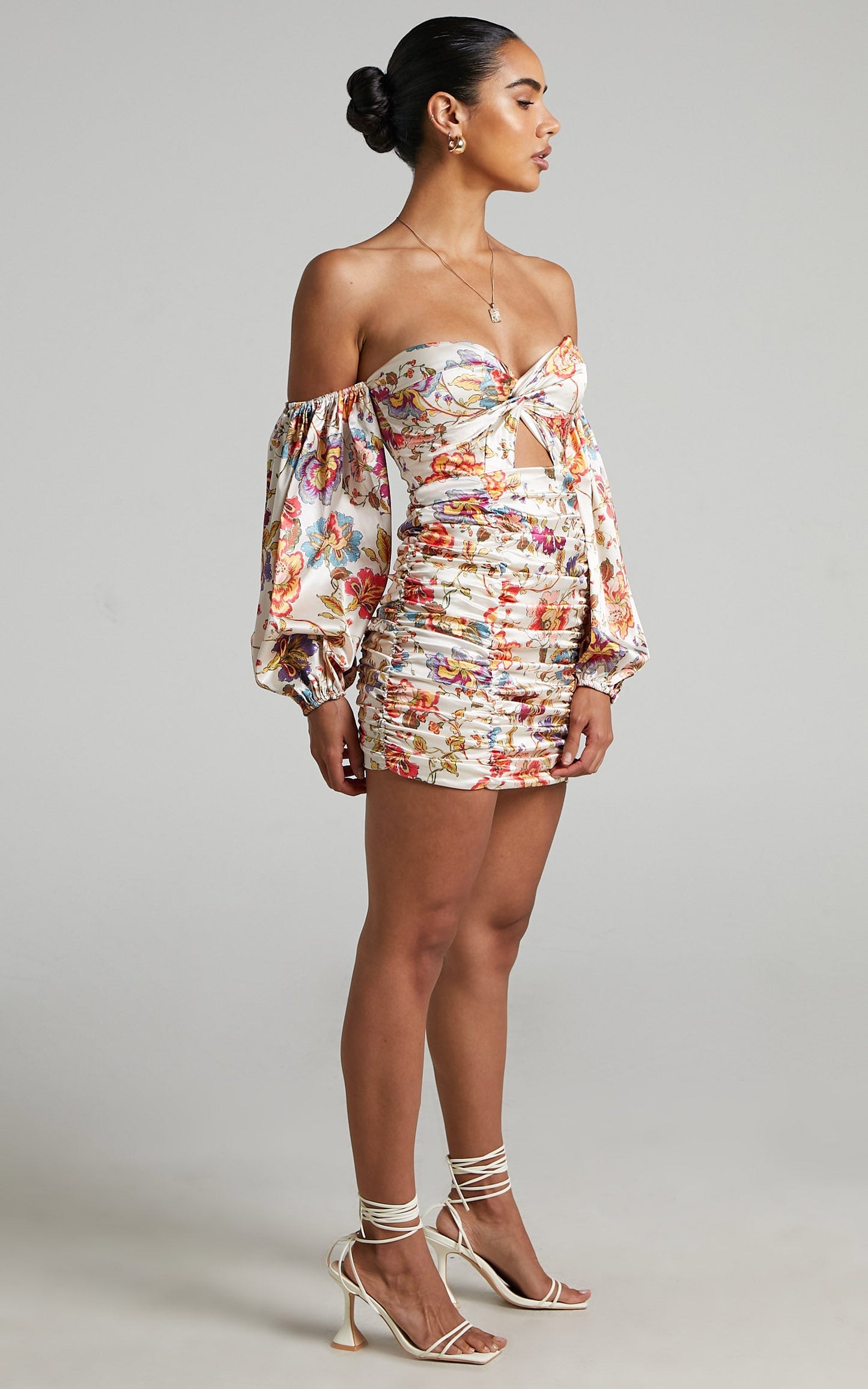 RUNAWAY THE LABEL - FLEUR MINI DRESS in Sand Floral