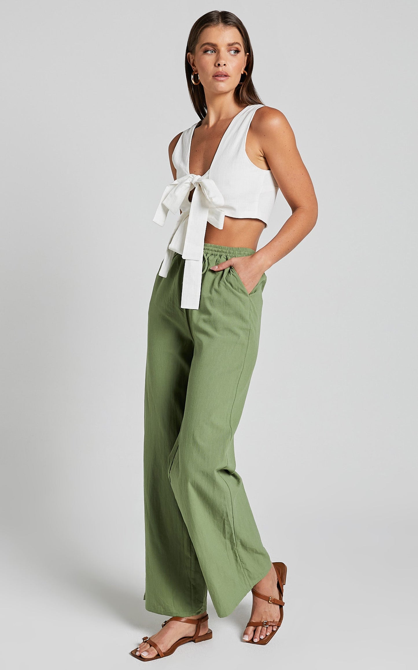 Runaway The Label - Florent Linen Blend Pant in Khaki