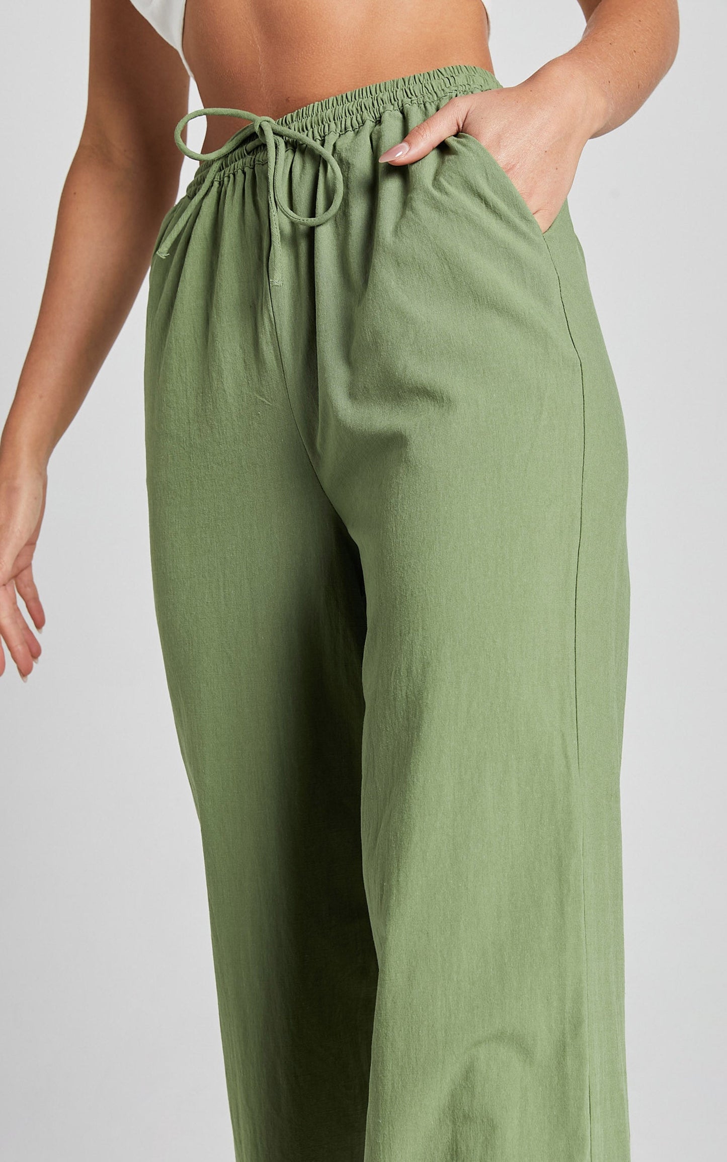 Runaway The Label - Florent Linen Blend Pant in Khaki
