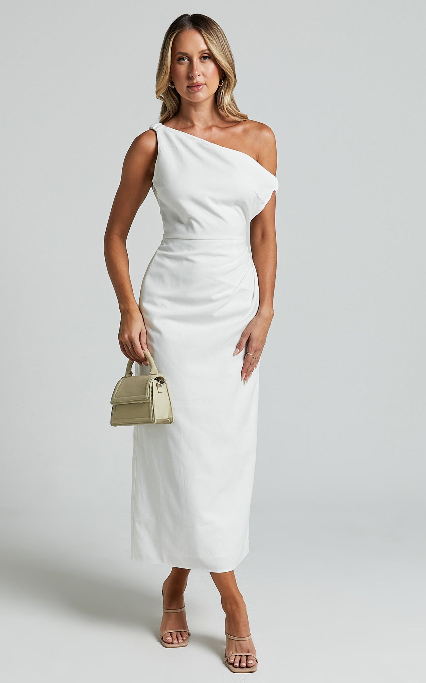 Runaway The Label - Jaspin Midi Linen Blend Dress in White