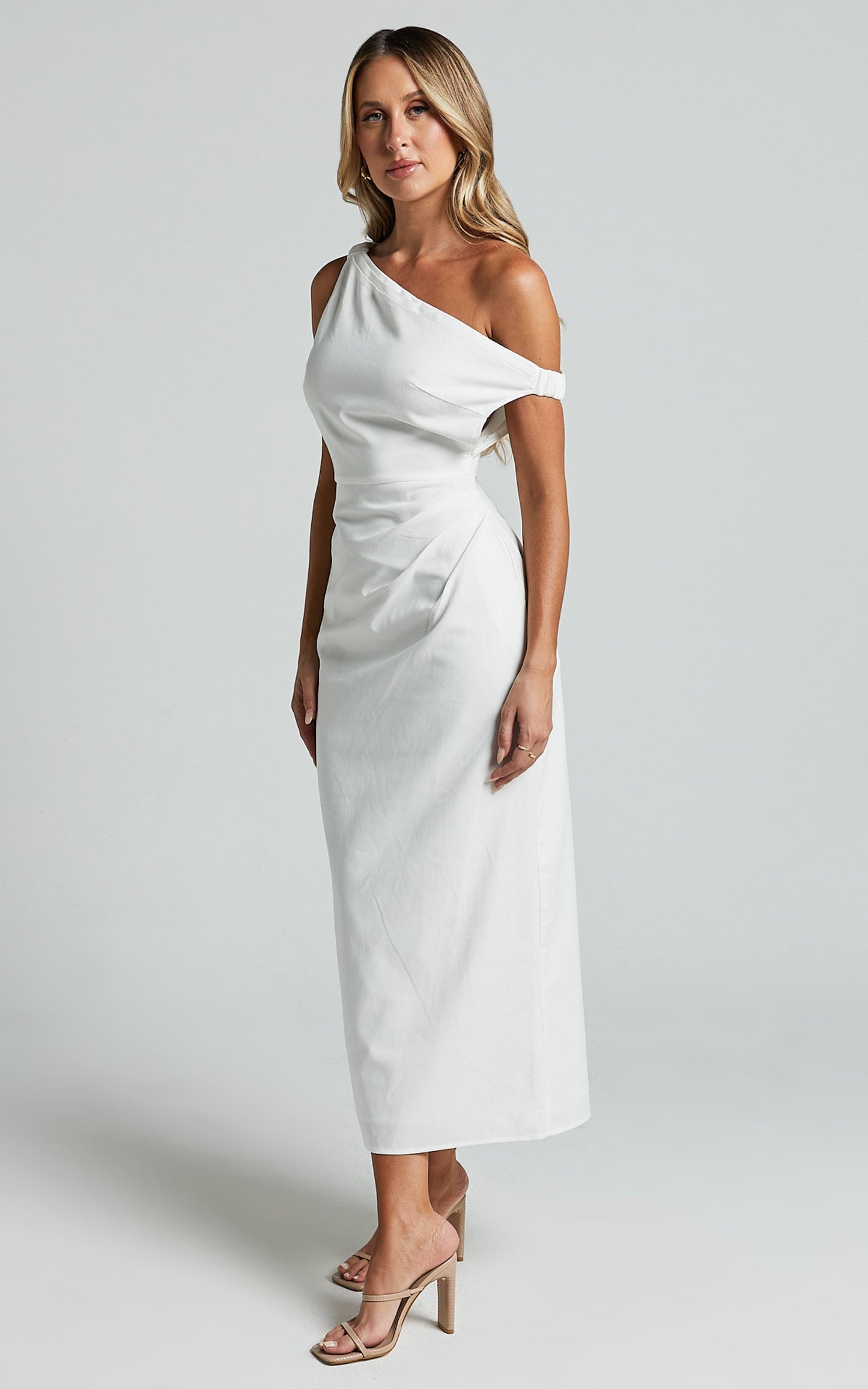 Runaway The Label - Jaspin Midi Linen Blend Dress in White