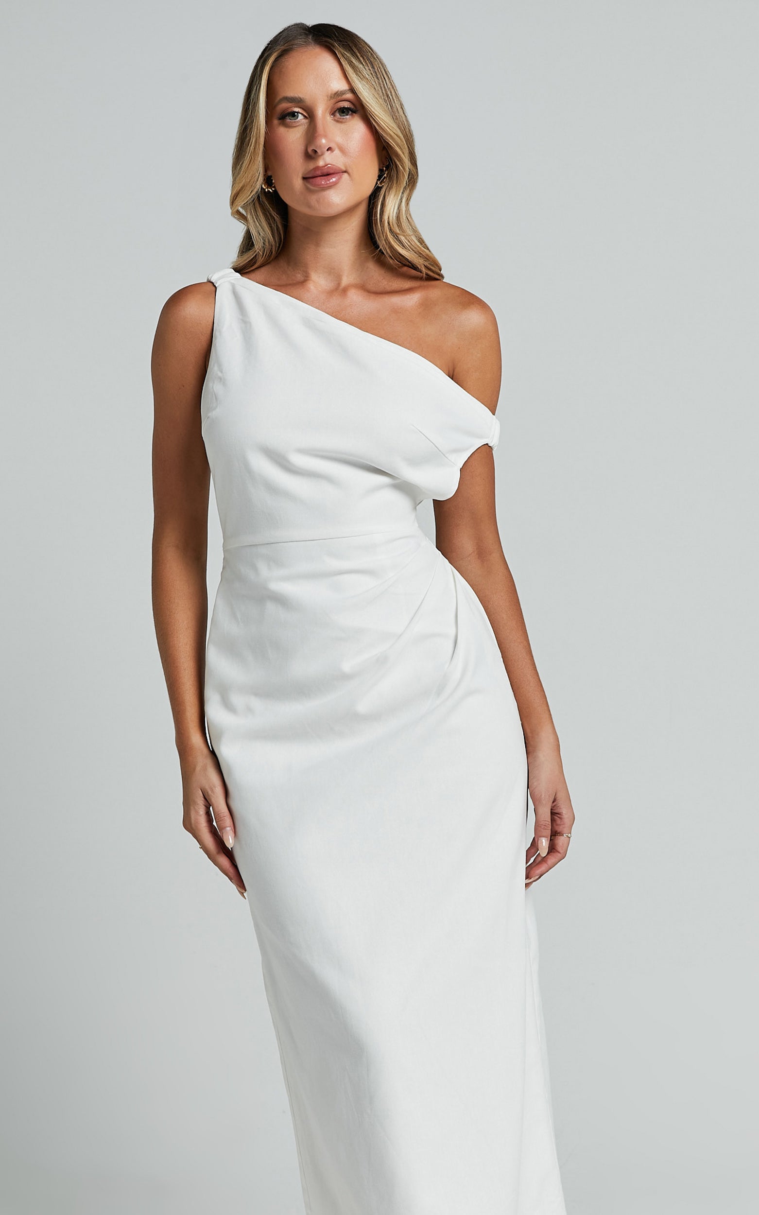 Runaway The Label - Jaspin Midi Linen Blend Dress in White