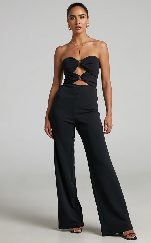 RUNAWAY THE LABEL - JOSLIN STRAPLESS JUMPSUIT in Black