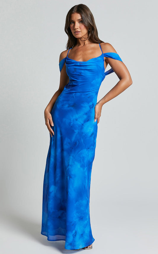Runaway The Label - Lavoni Maxi Dress in RAMONA BLUE