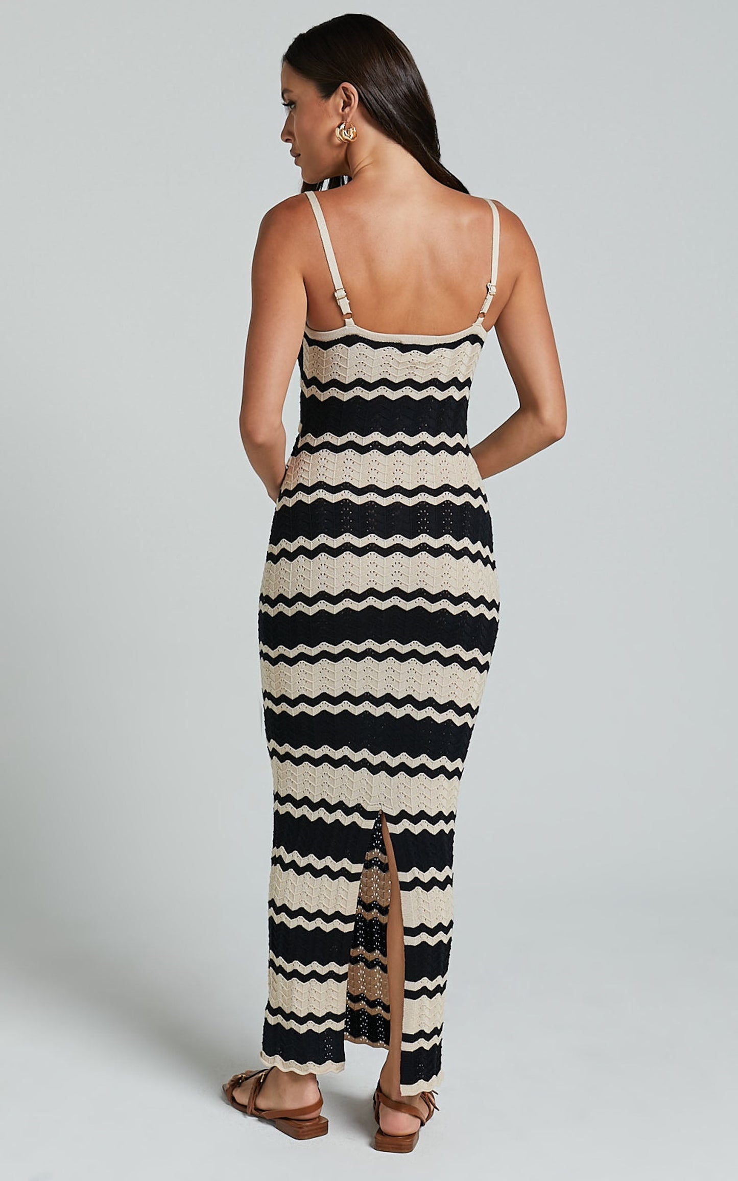 Runaway The Label - Shiloh Midi Dress in Black/Sand