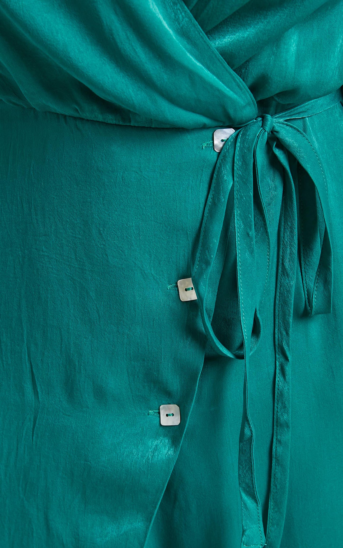 Raimondo Wide Sleeve Wrap Mini Dress in Turquoise