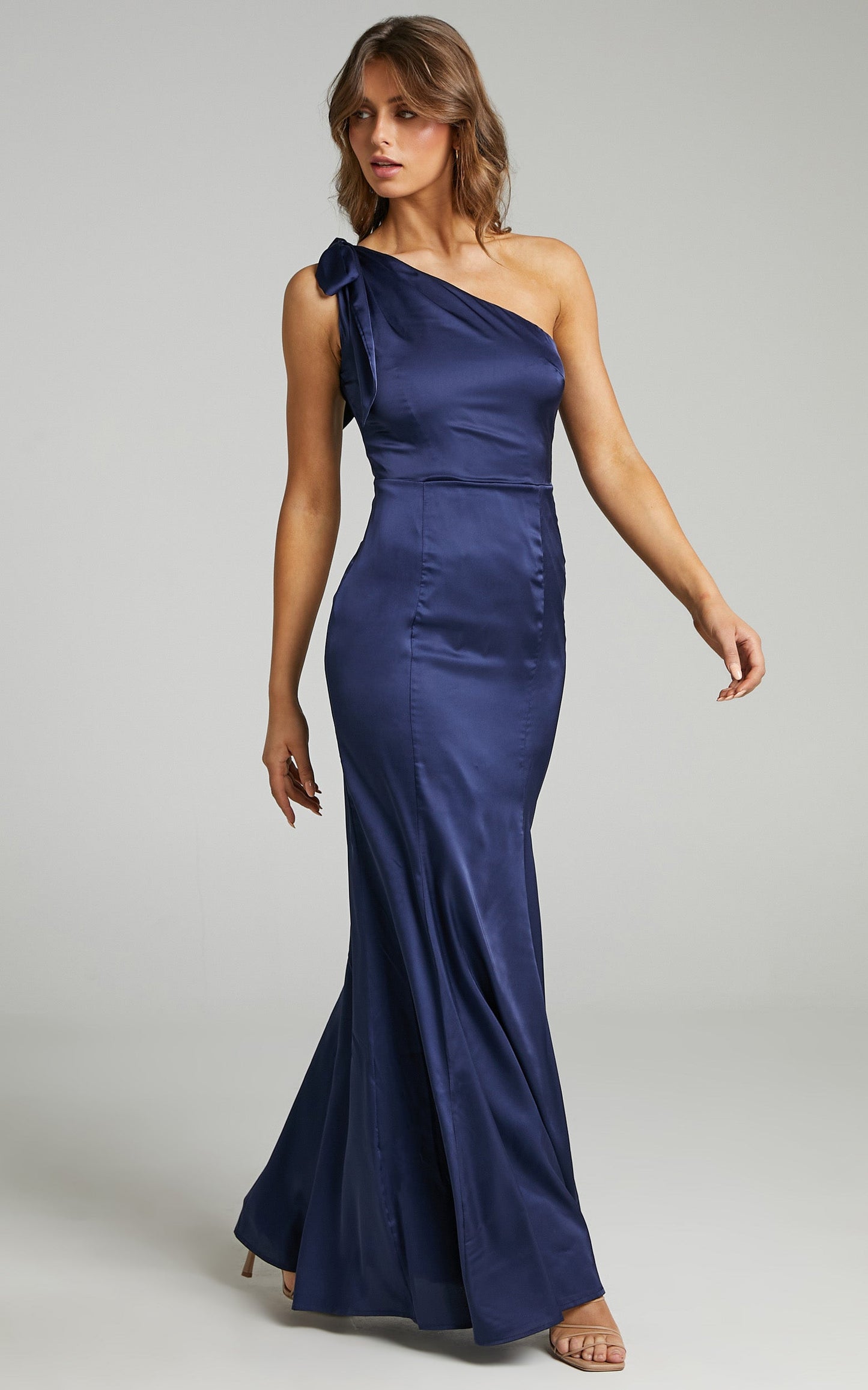 Rashida Dress in Navy Satin
