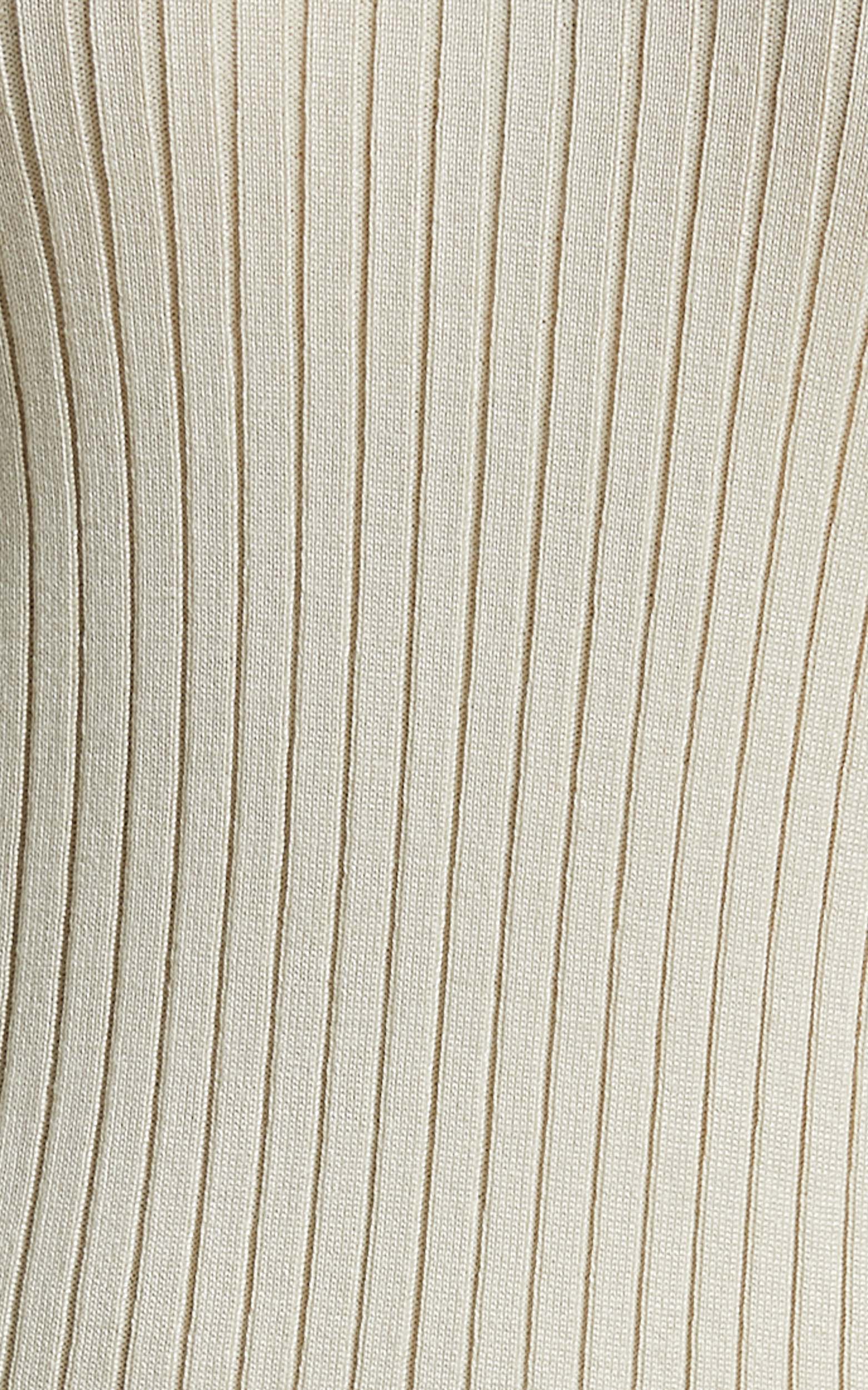 Raymond Bodycon Collared Mini Dress in Beige Rib