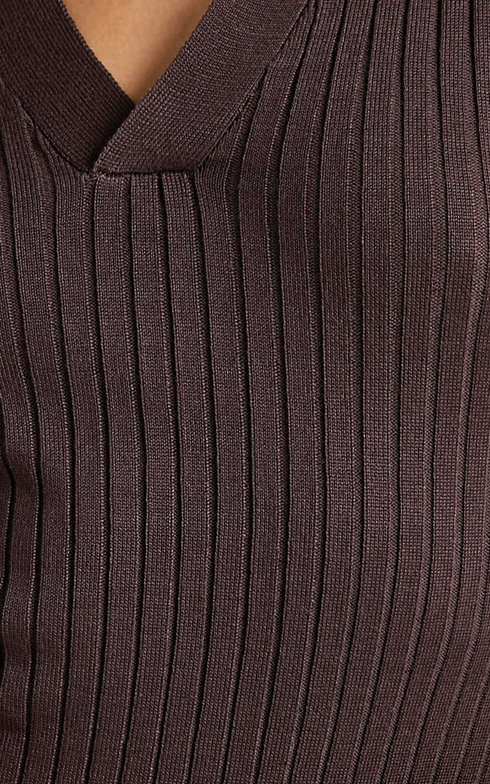 Raymond Bodycon Collared Mini Dress in Chocolate Rib