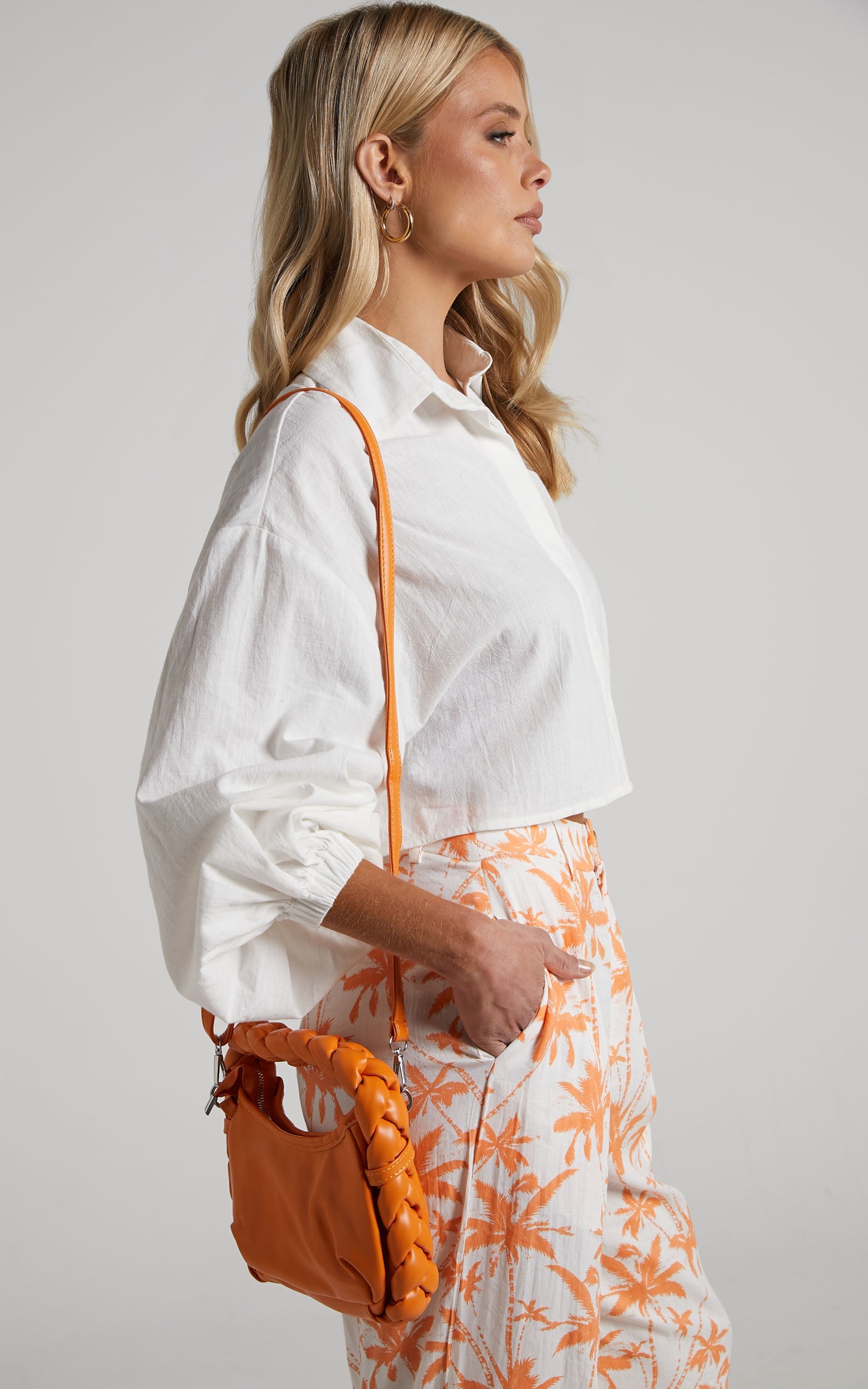 Realyn Bag - Braided Handle Mini Clutch Bag in Orange