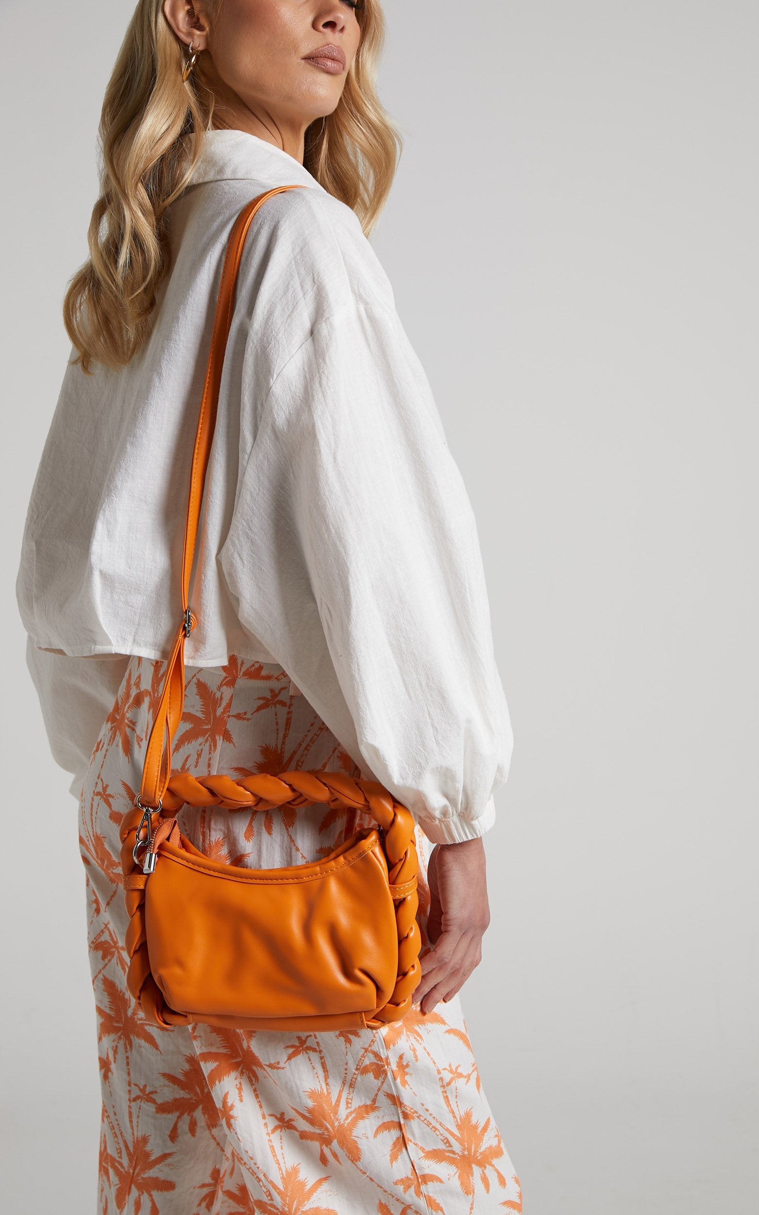 Realyn Bag - Braided Handle Mini Clutch Bag in Orange