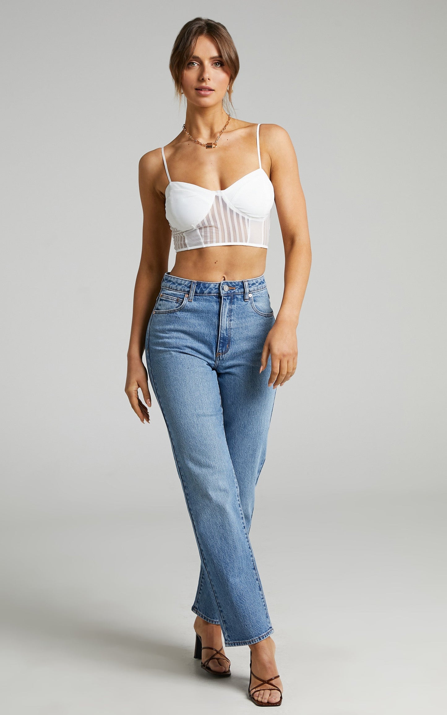 Renata Top - Bust Cup Crop Top in White