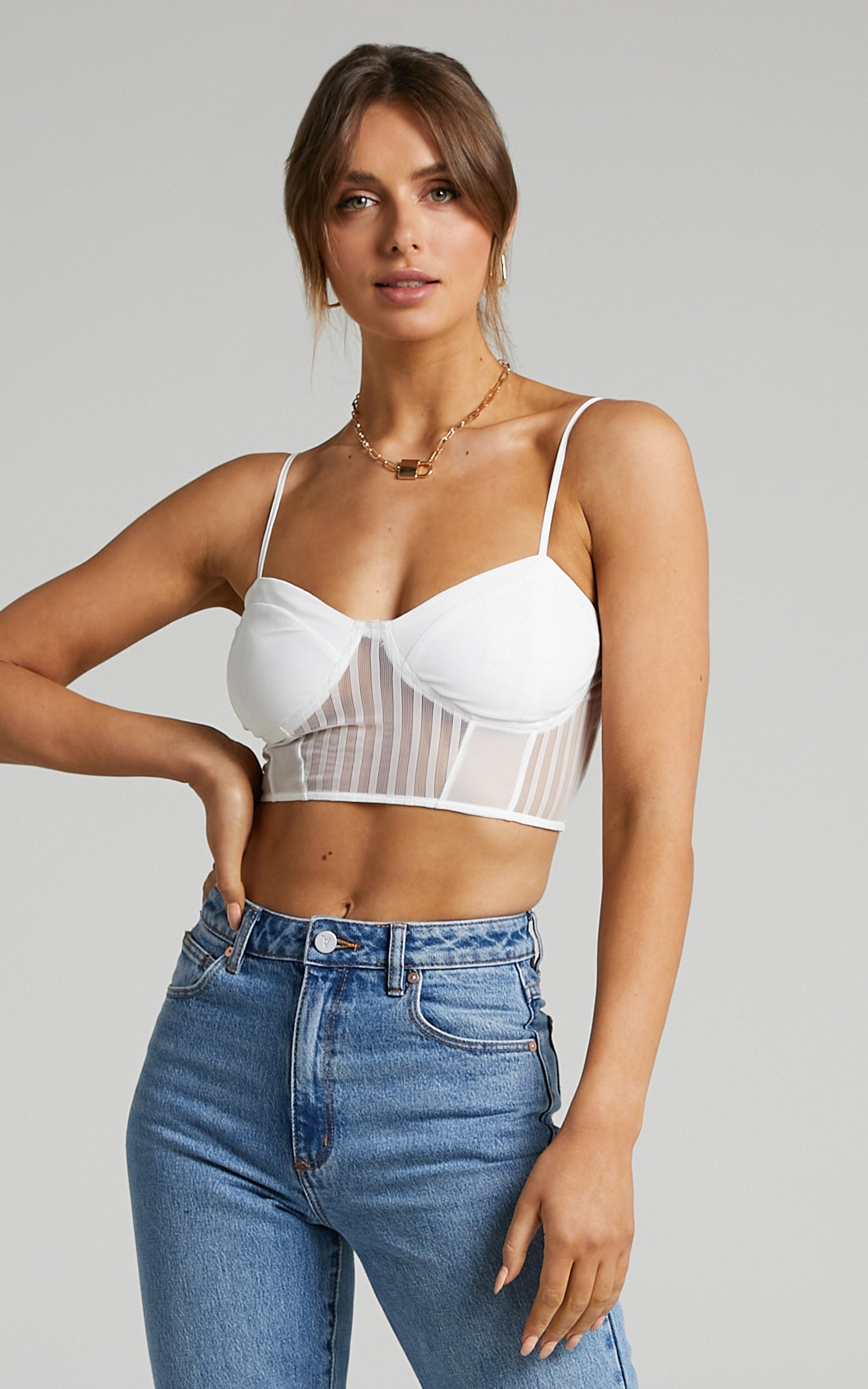 Renata Top - Bust Cup Crop Top in White