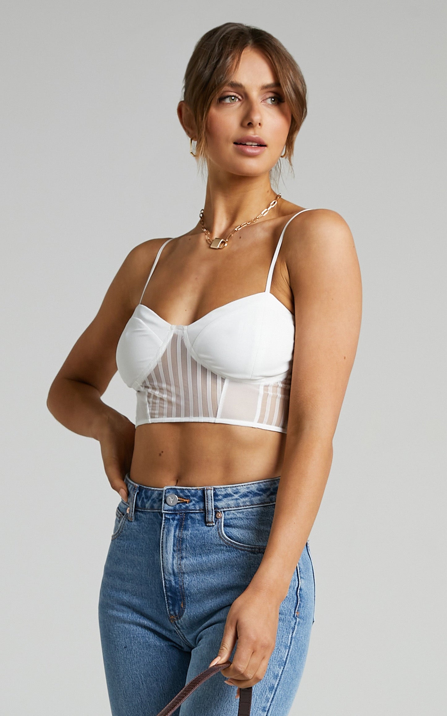 Renata Top - Bust Cup Crop Top in White