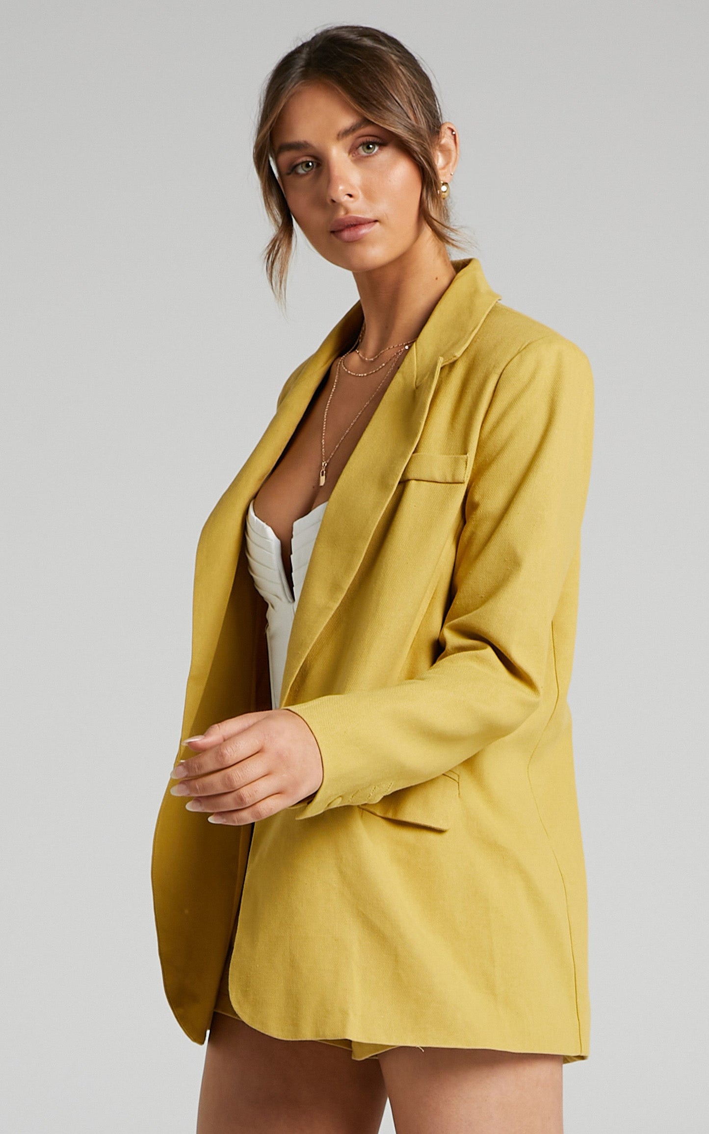 Revy Blazer - Linen Oversized Blazer in Yellow Linen Look