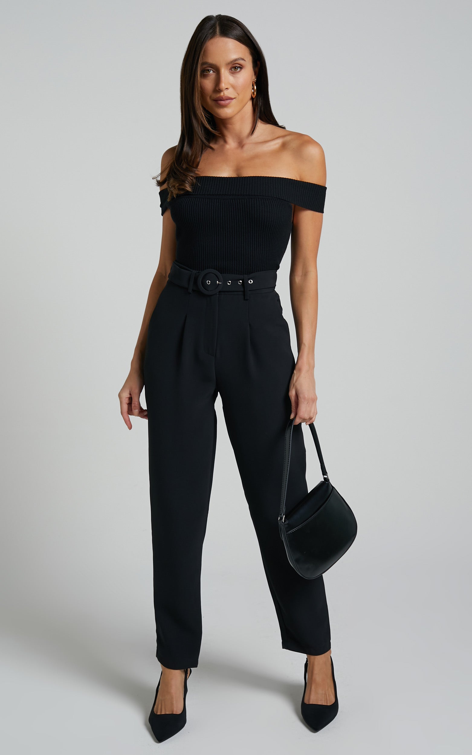 Reyna - High Waisted Tailored Pants in Black