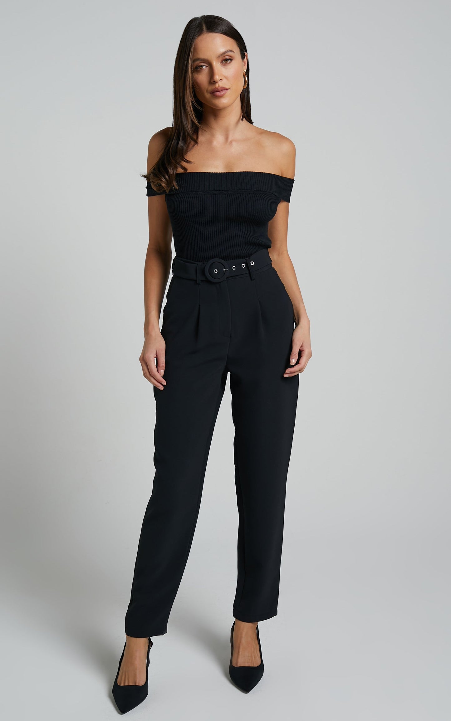 Reyna - High Waisted Tailored Pants in Black