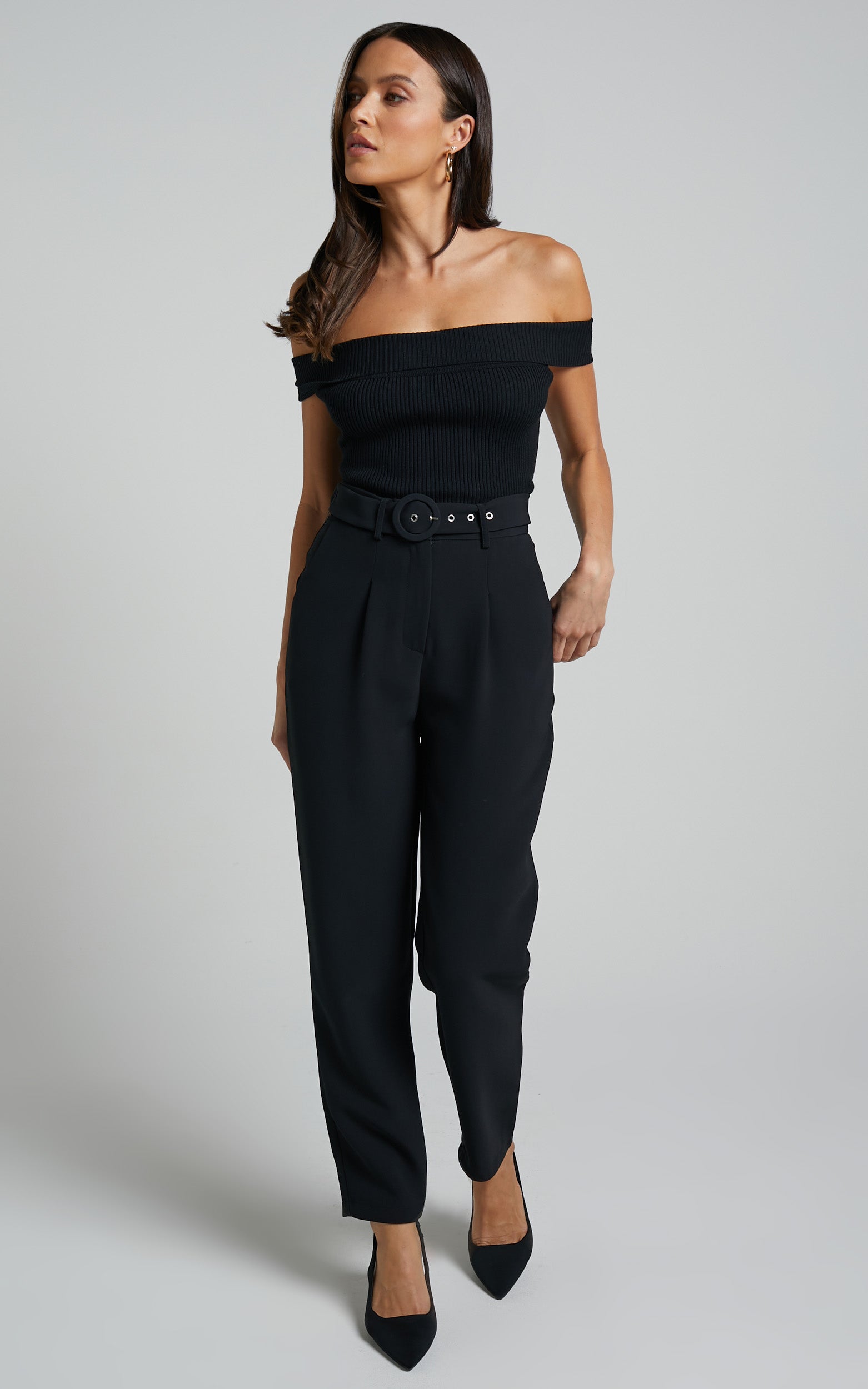 Reyna - High Waisted Tailored Pants in Black