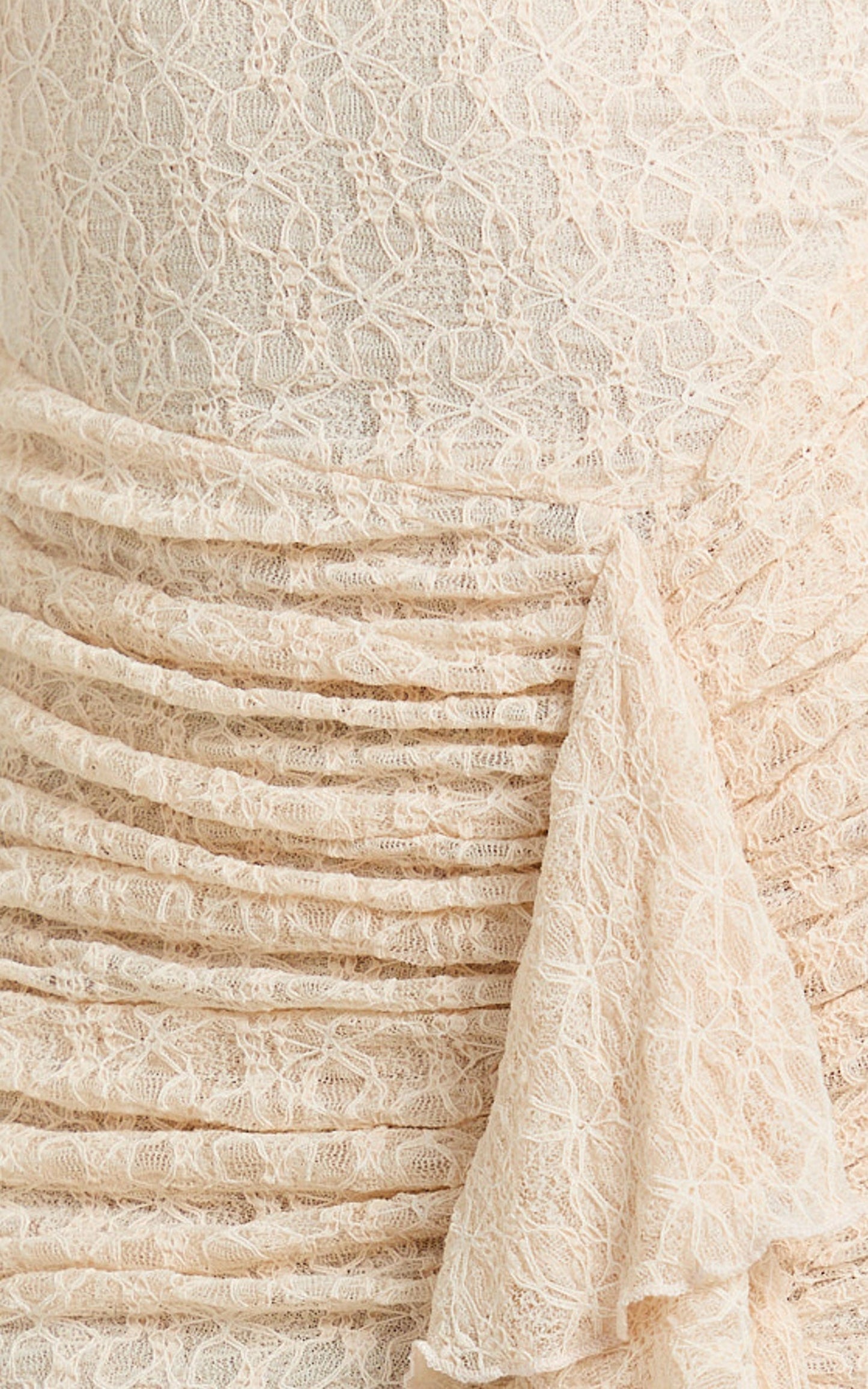 Rhea Maxi Dress - Long Sleeve Ruched Ruffle Hem Dress in Blush