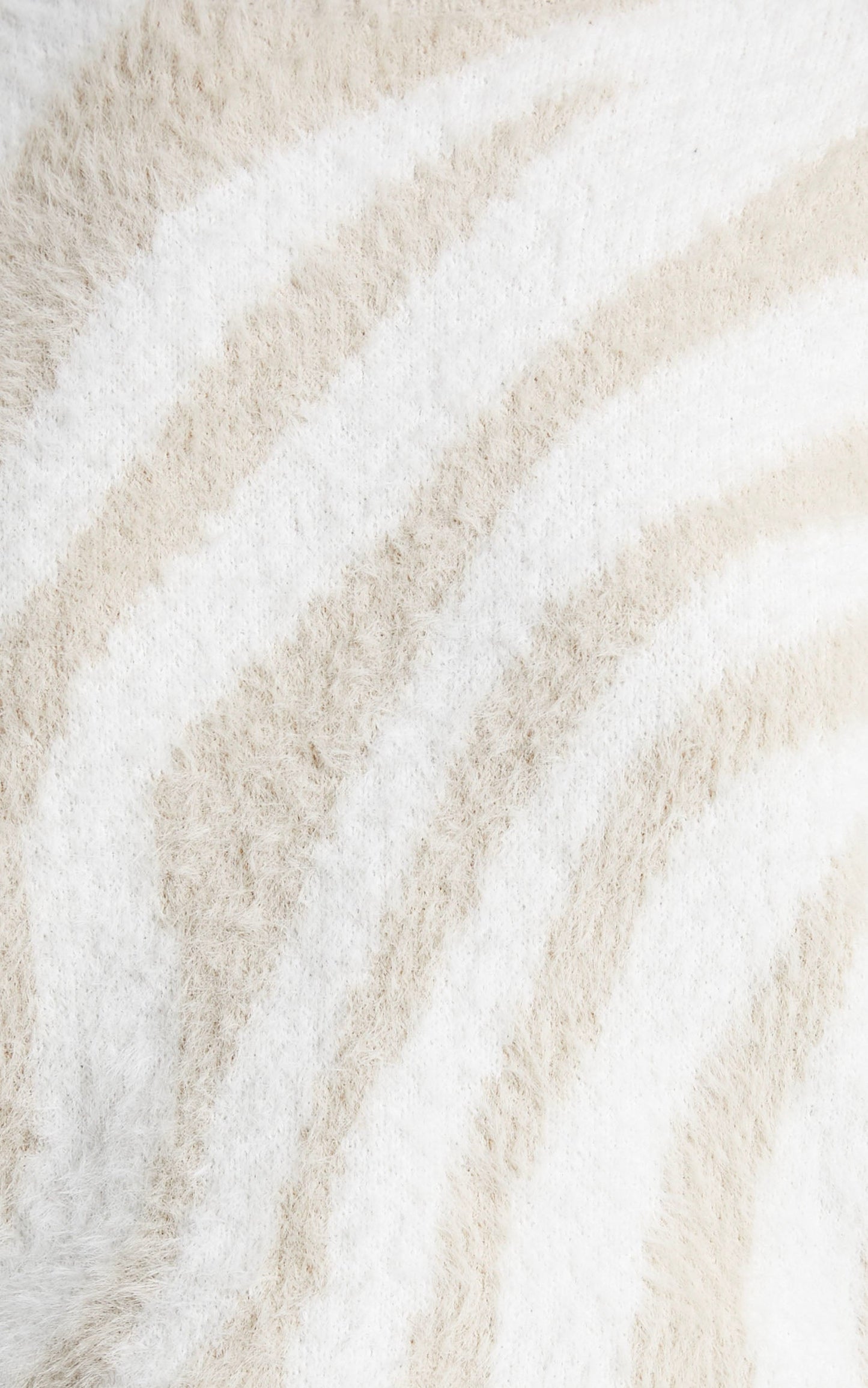 Rheanna Fluffy Zebra Knit Jumper in Beige