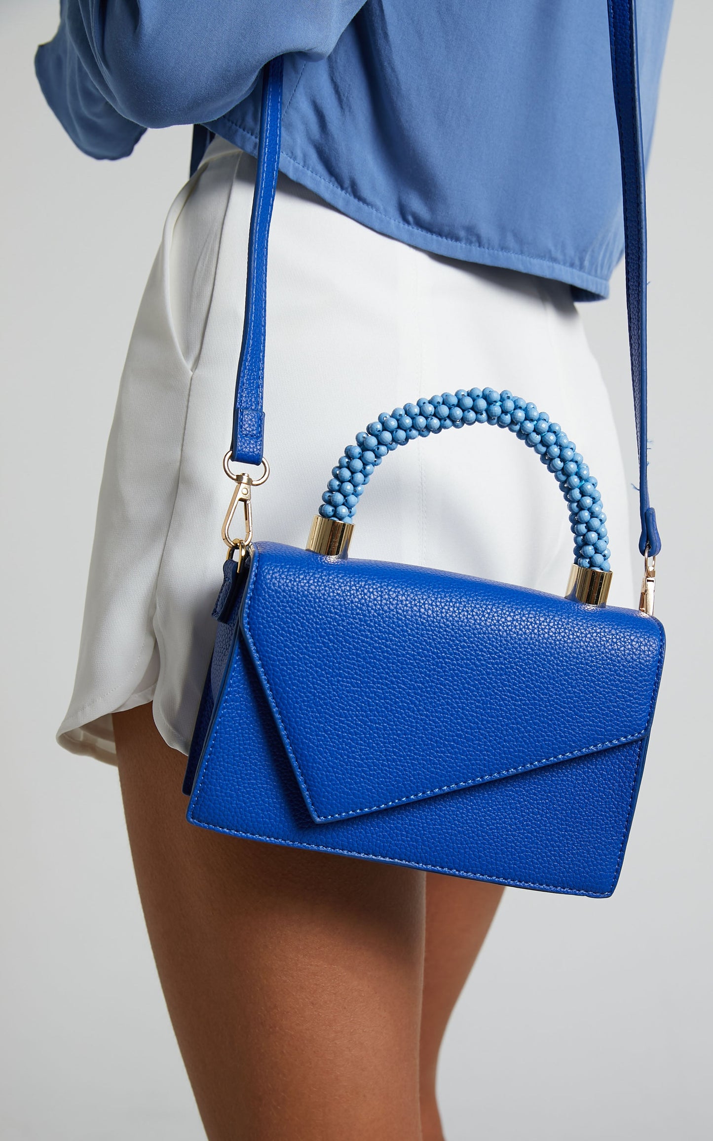 Rhemie Beaded Top Handle Bag in Blue