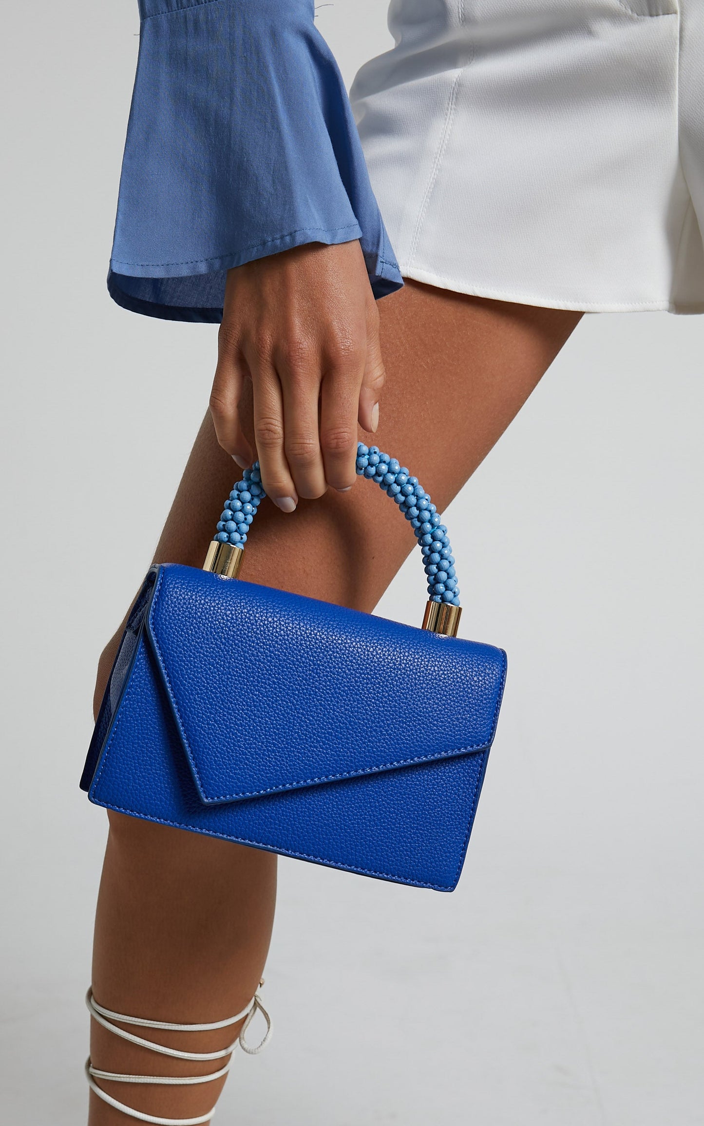 Rhemie Beaded Top Handle Bag in Blue