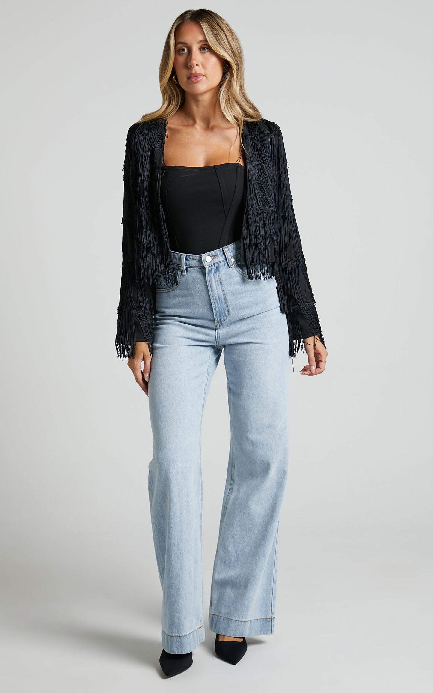 Rhizza Jacket - Fringed Jacket in Black