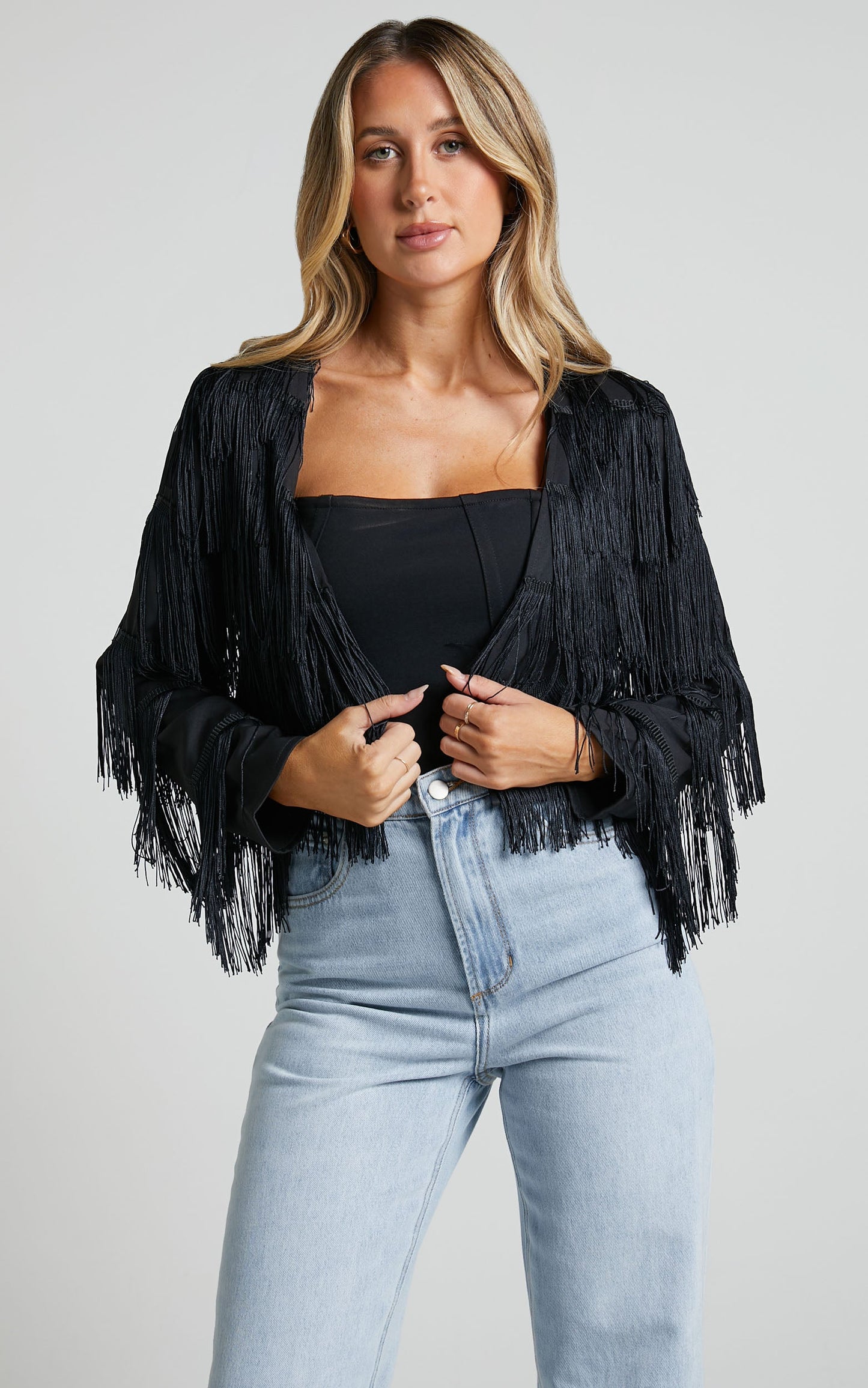 Rhizza Jacket - Fringed Jacket in Black
