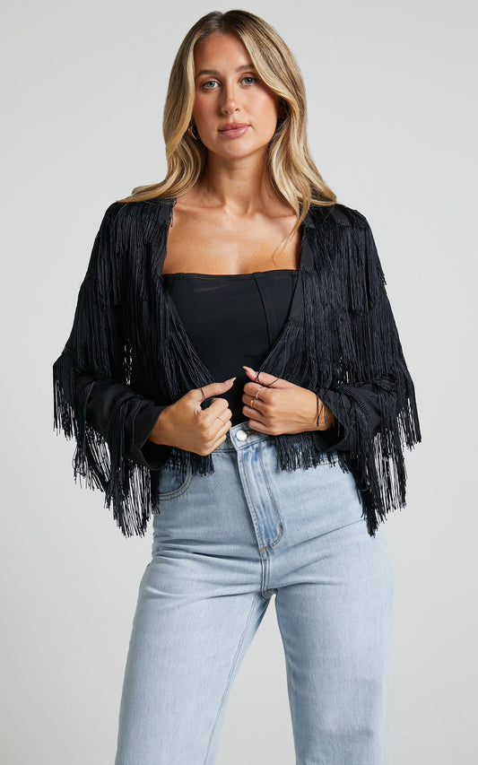 Rhizza Jacket - Fringed Jacket in Black