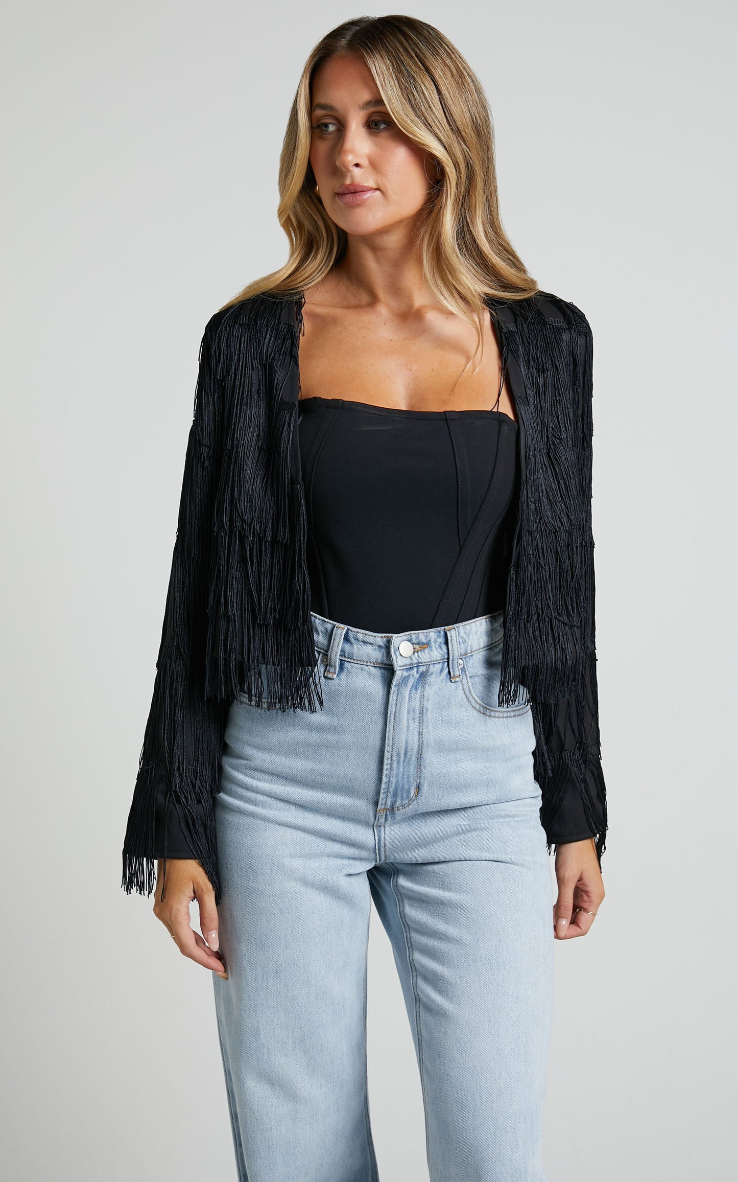 Rhizza Jacket - Fringed Jacket in Black