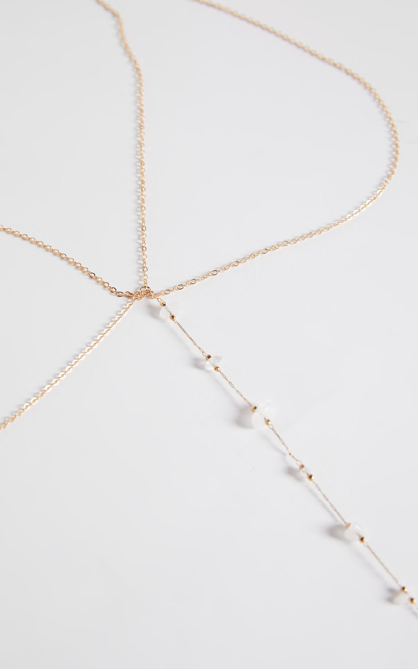 Rhona Body Chain - Gemstone Pendant Fine Chain in Gold