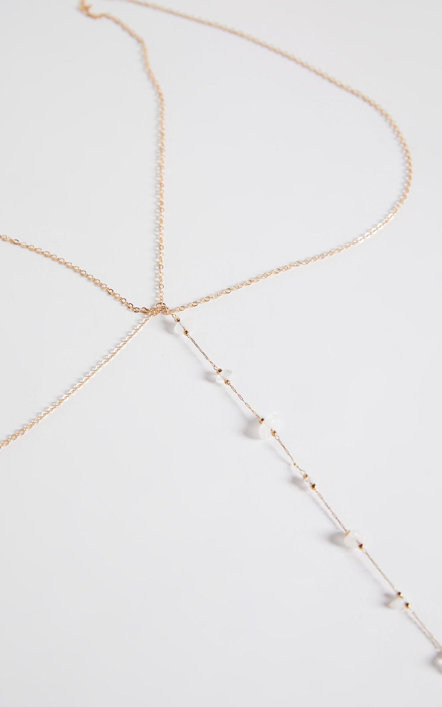 Rhona Body Chain - Gemstone Pendant Fine Chain in Gold